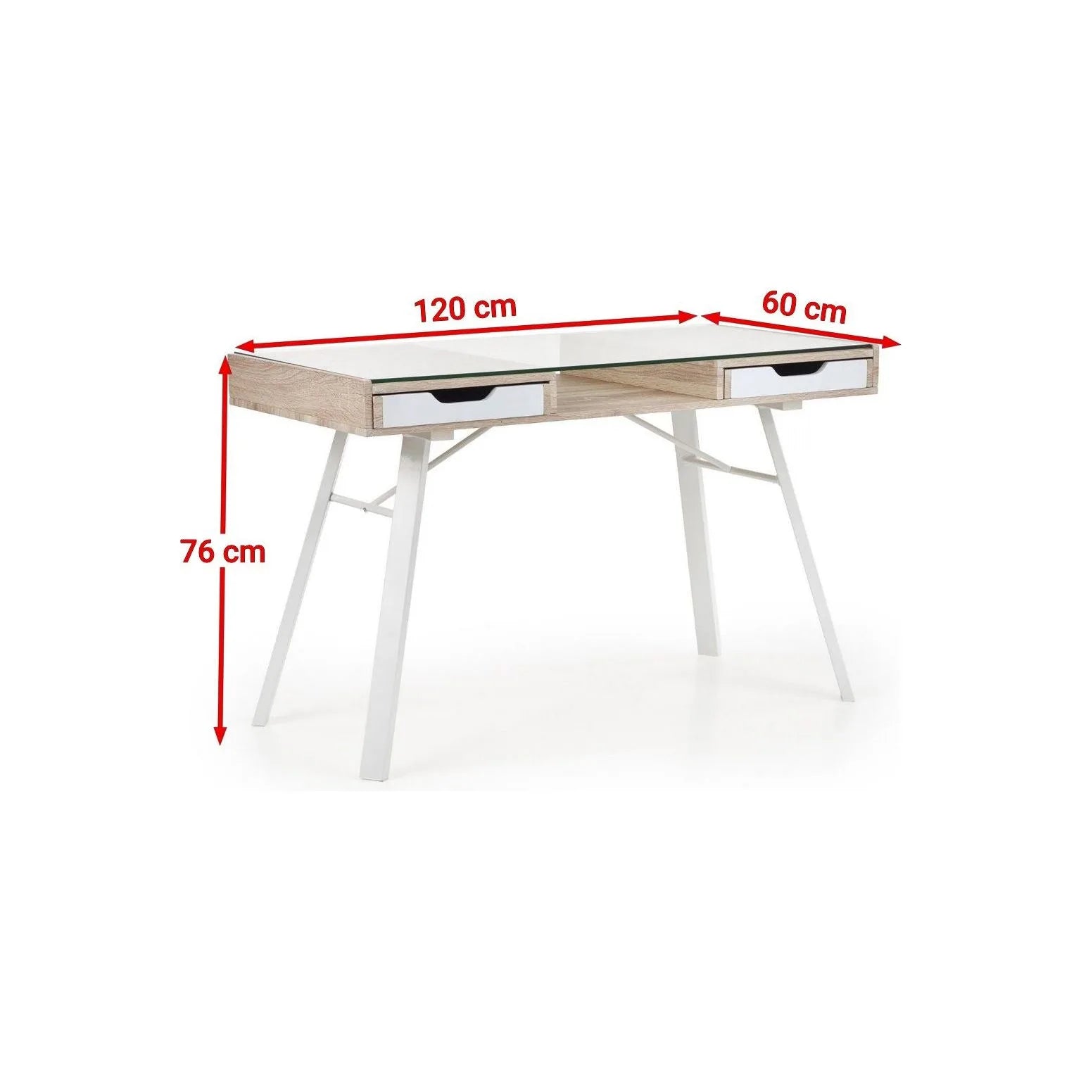 Birou B33, stejar sonoma/alb, 120x60x76 cm