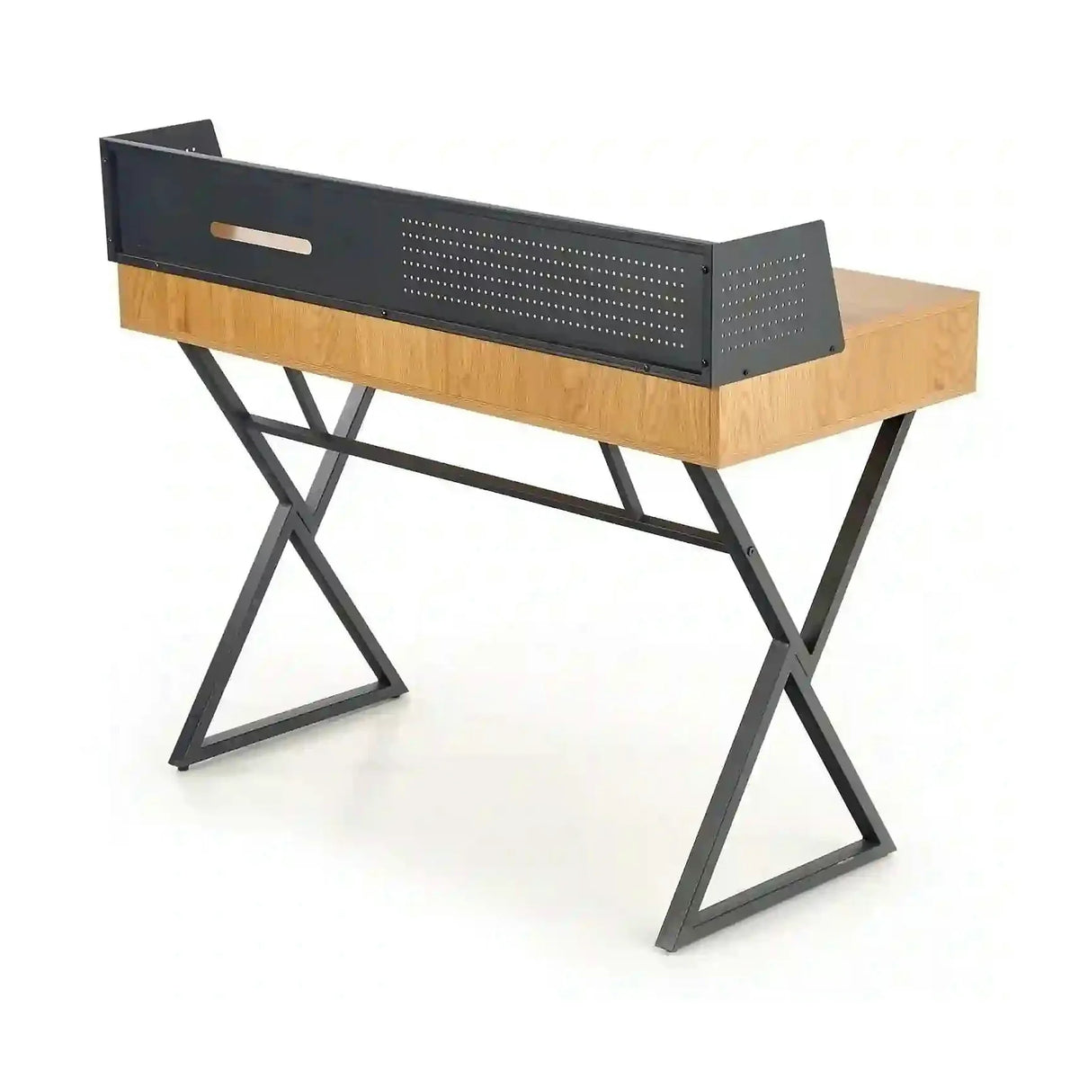 Birou B43, stejar/negru, 110x51x90 cm