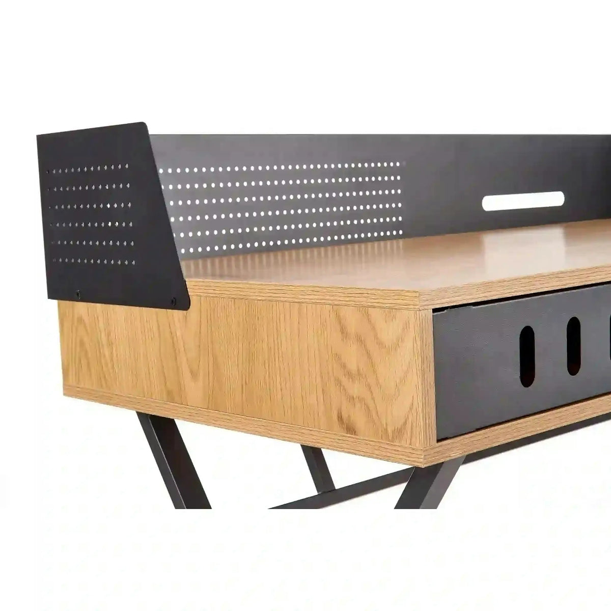 Birou B43, stejar/negru, 110x51x90 cm