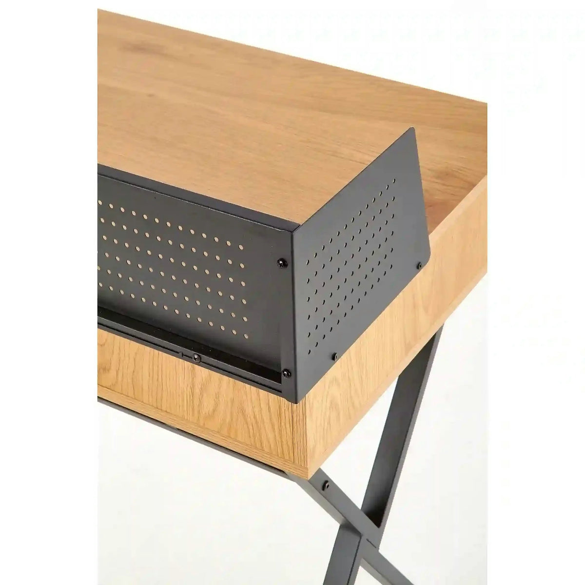 Birou B43, stejar/negru, 110x51x90 cm