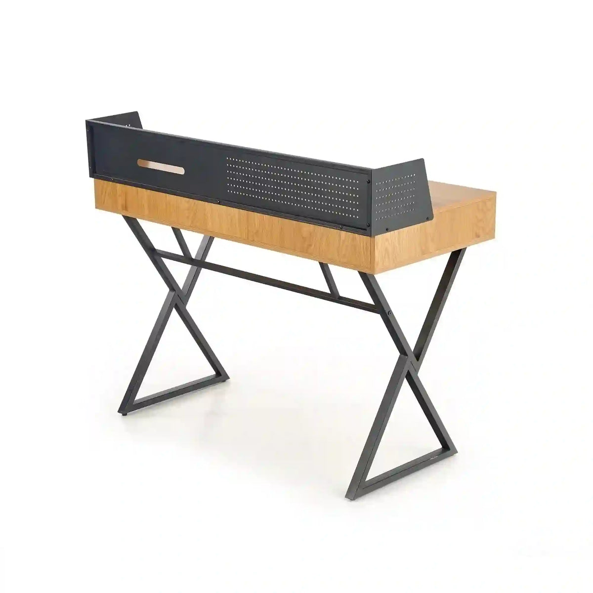 Birou B43, stejar/negru, 110x51x90 cm