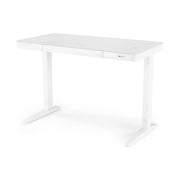 Birou B52, alb, sticla/metal, 120x60x77/120 cm