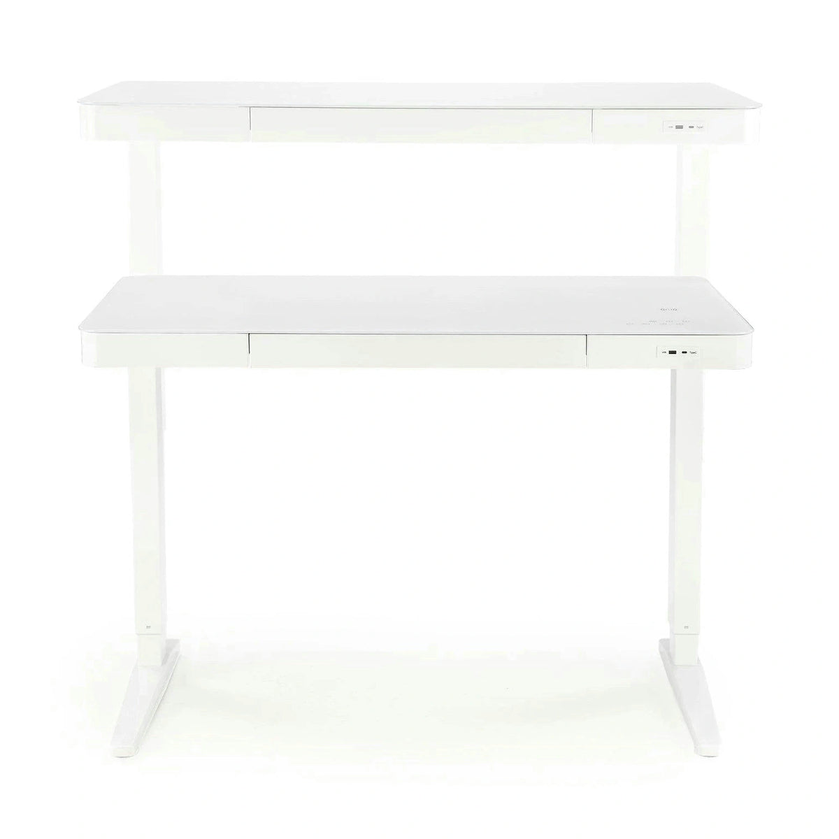 Birou B52, alb, sticla/metal, 120x60x77/120 cm