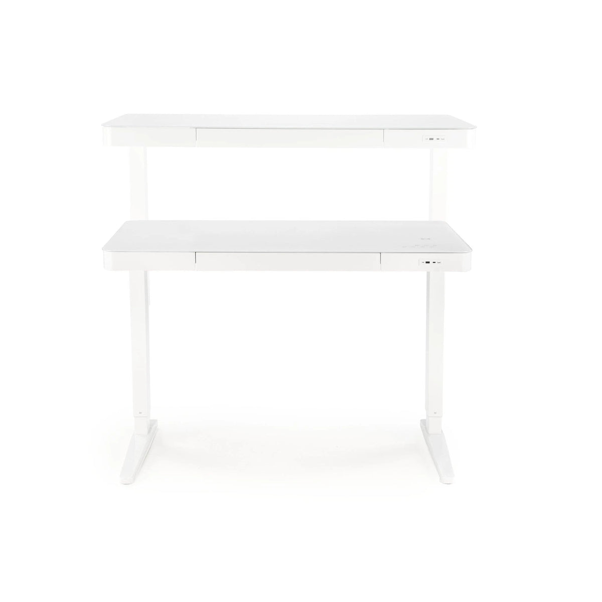 Birou B52, alb, sticla/metal, 120x60x77/120 cm