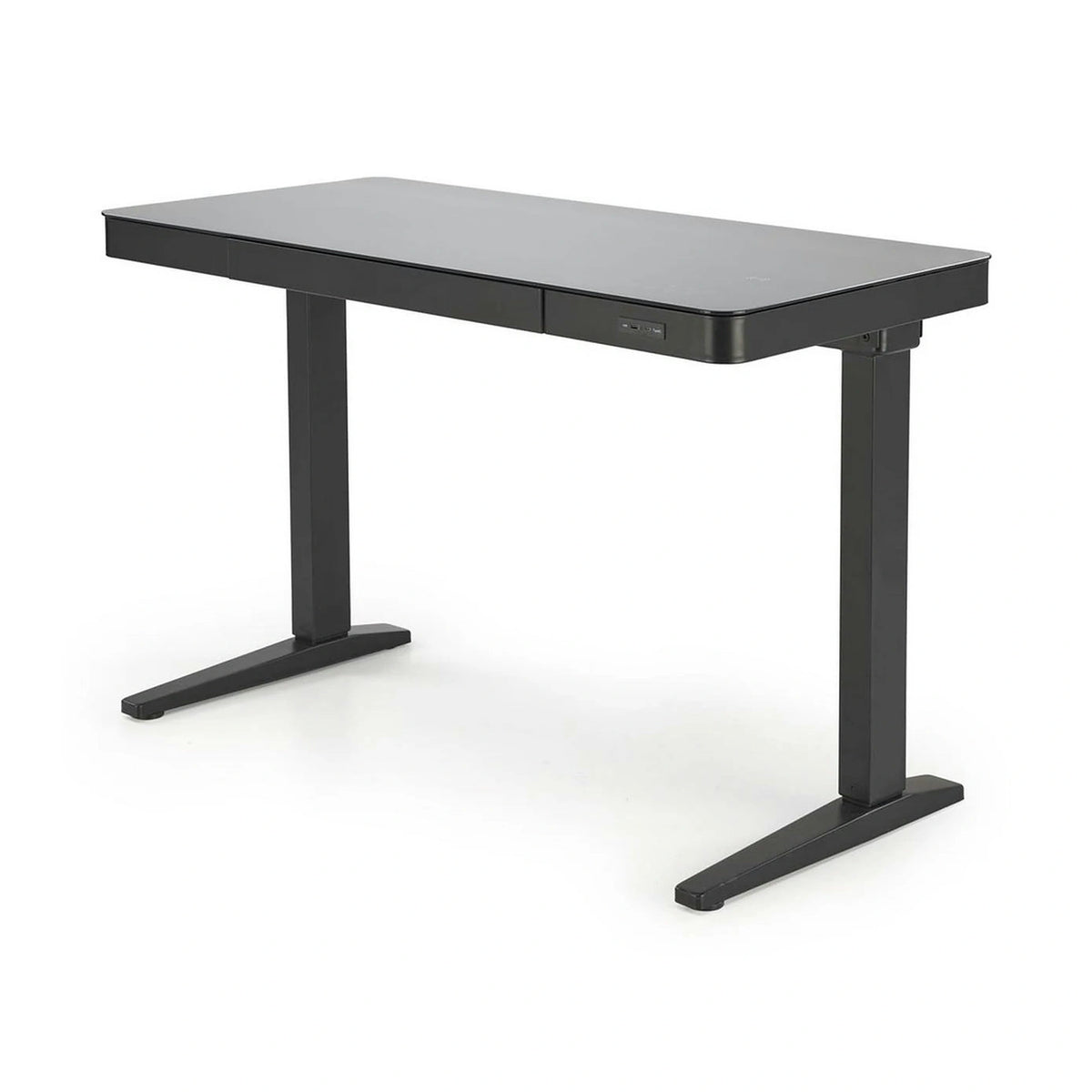 Birou B52, negru, sticla/metal, 120x60x77/120 cm
