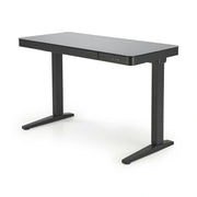 Birou B52, negru, sticla/metal, 120x60x77/120 cm