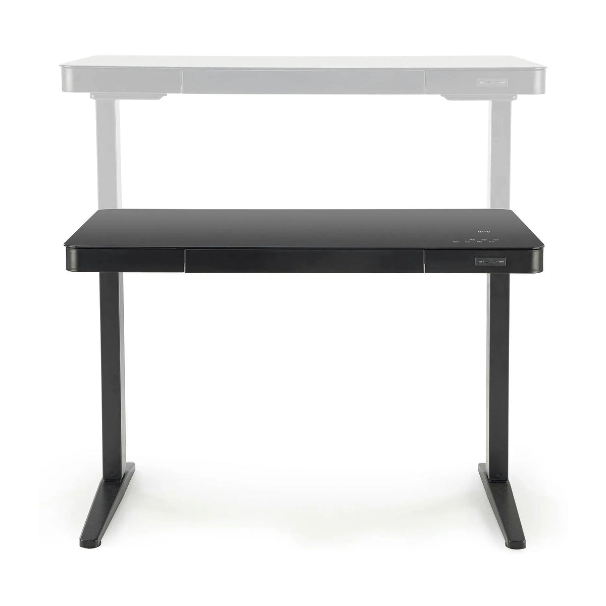 Birou B52, negru, sticla/metal, 120x60x77/120 cm