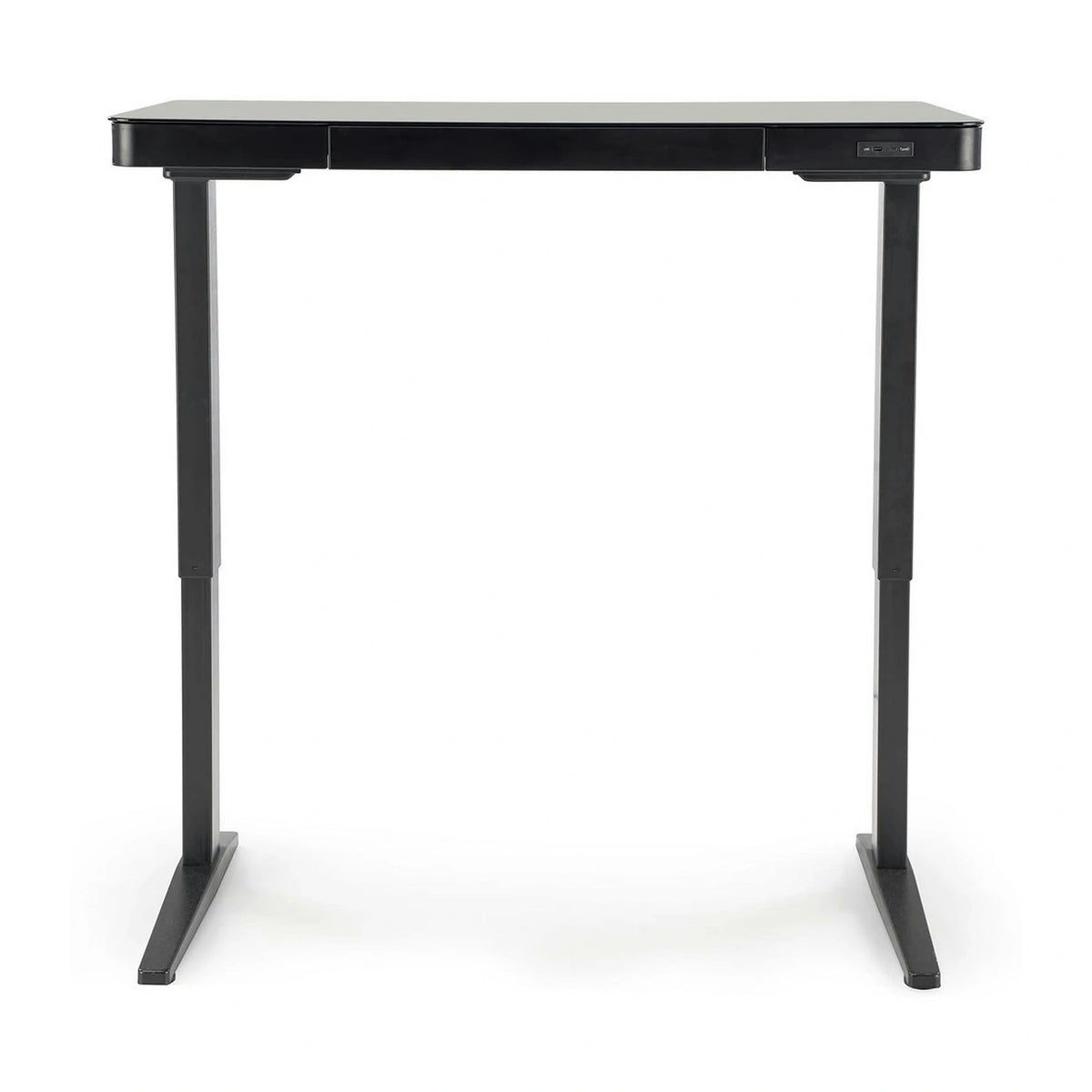 Birou B52, negru, sticla/metal, 120x60x77/120 cm