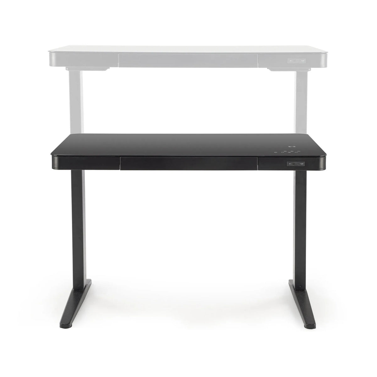 Birou B52, negru, sticla/metal, 120x60x77/120 cm