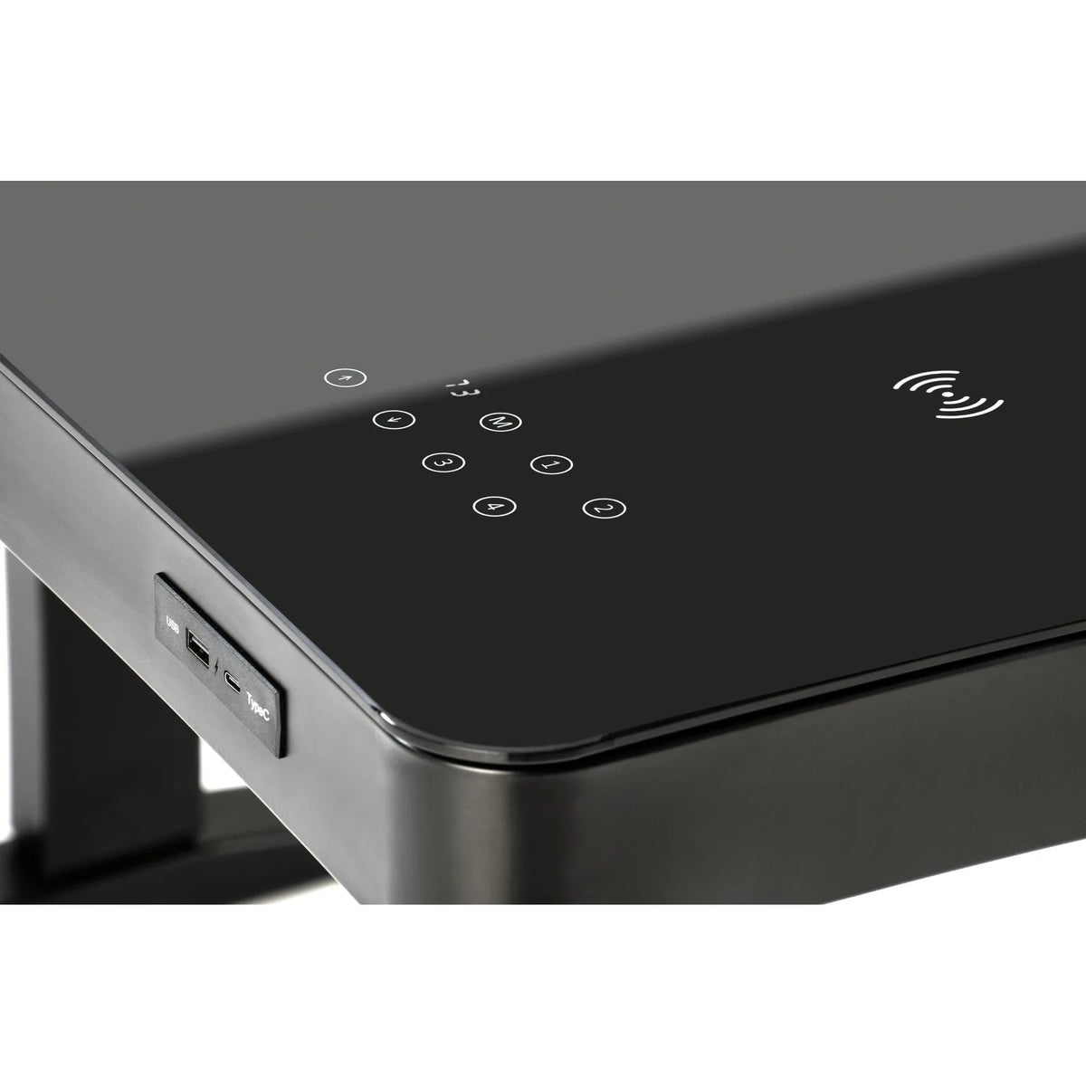 Birou B52, negru, sticla/metal, 120x60x77/120 cm