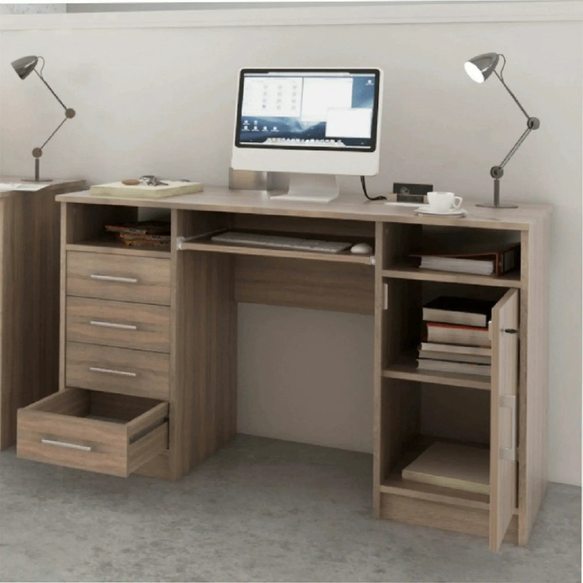 Birou B9 NEW, stejar sonoma, DTD laminat, 124x55x76 cm