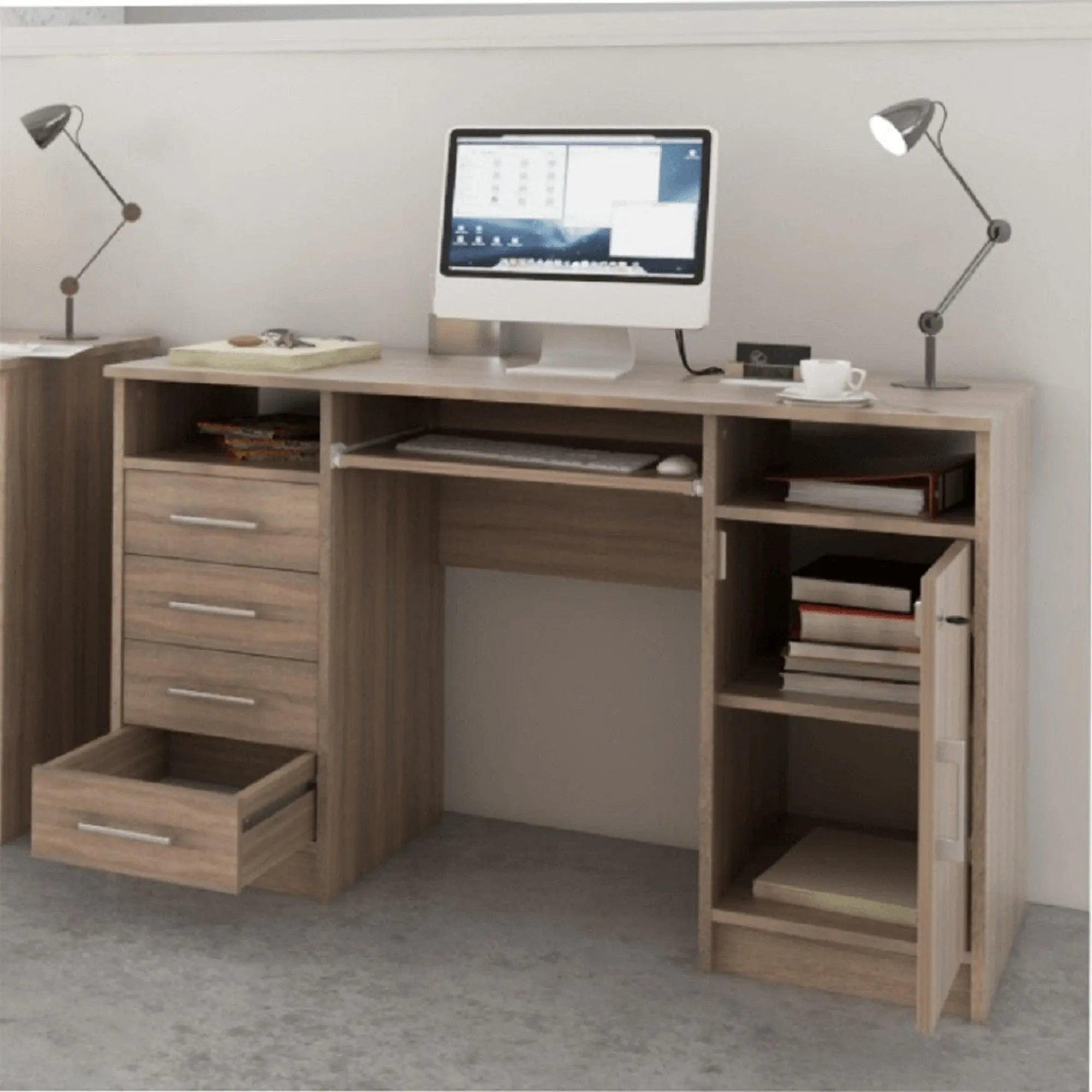 Birou B9 NEW, stejar sonoma, DTD laminat, 124x55x76 cm