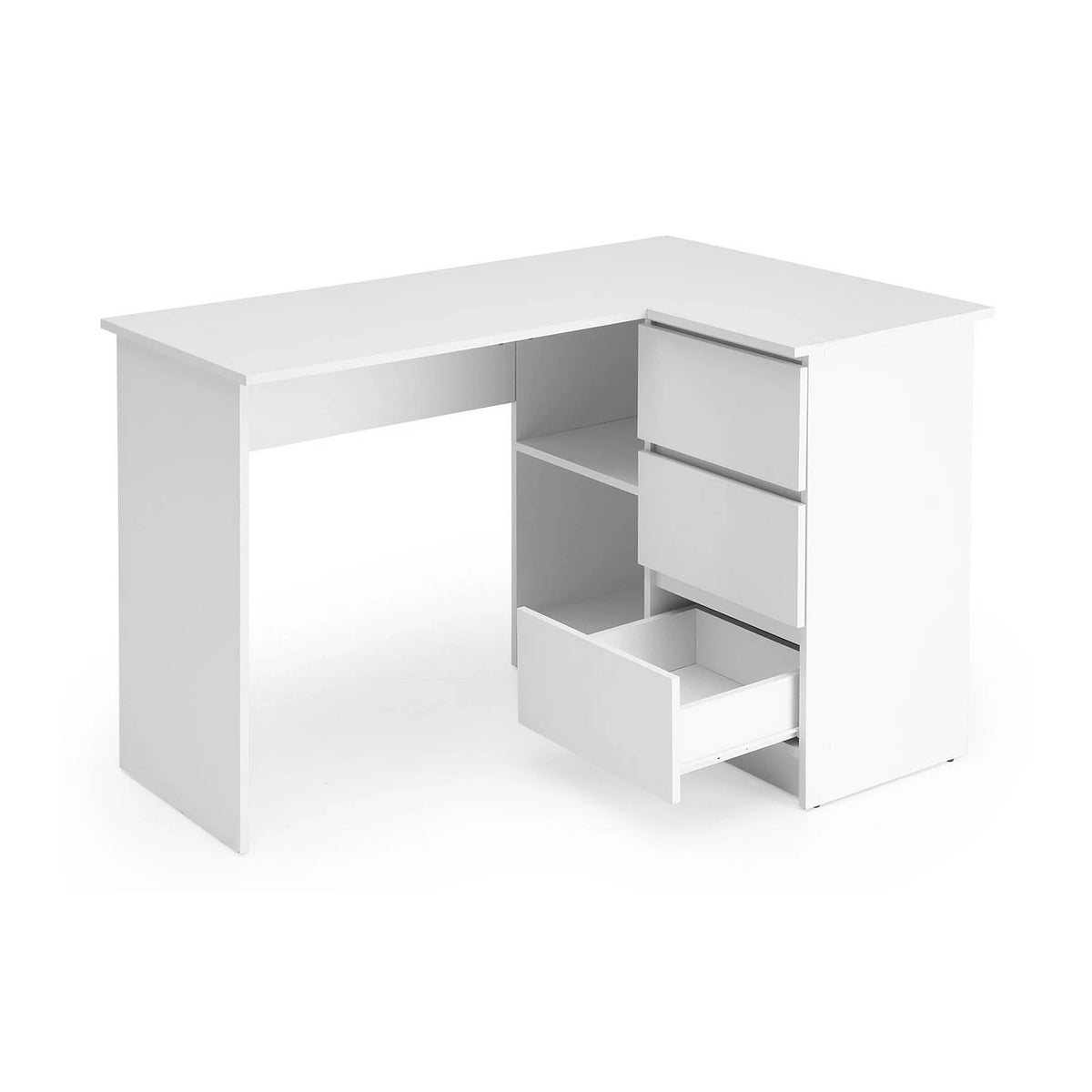 Birou BEGA, alb, PAL laminat, 124x85x76 cm