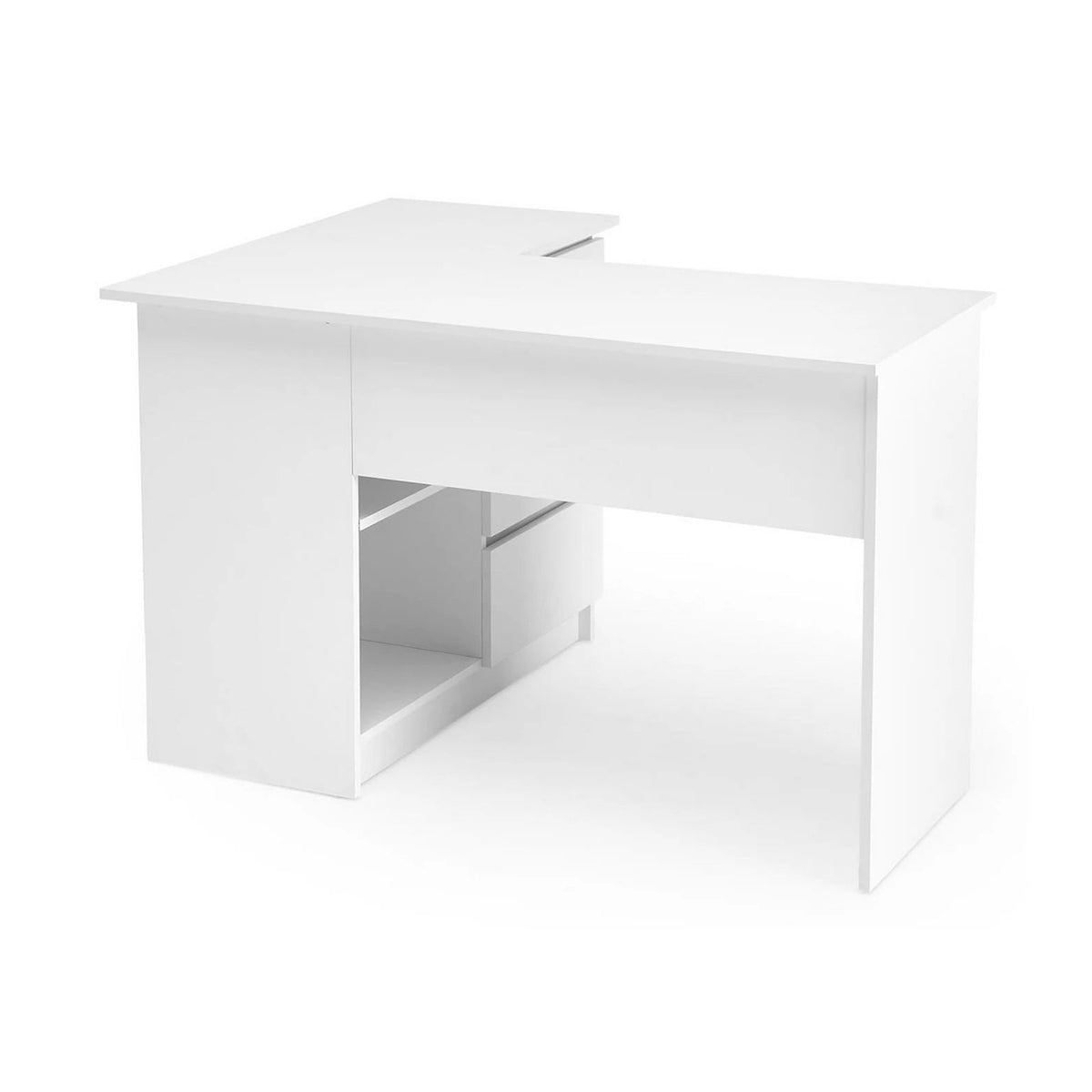 Birou BEGA, alb, PAL laminat, 124x85x76 cm