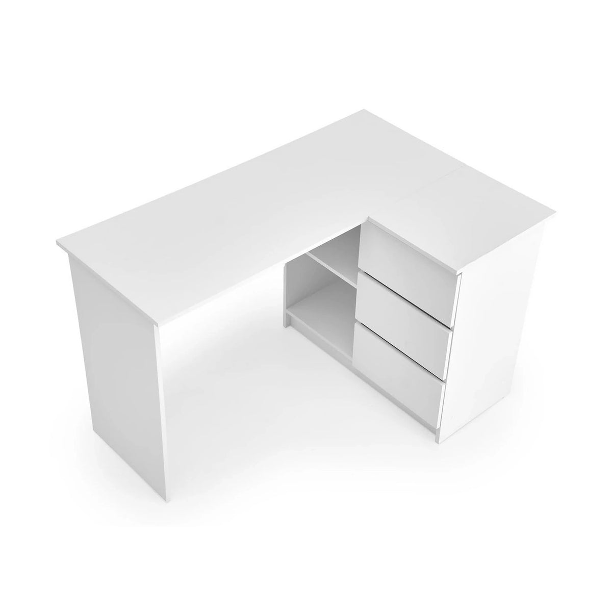 Birou BEGA, alb, PAL laminat, 124x85x76 cm