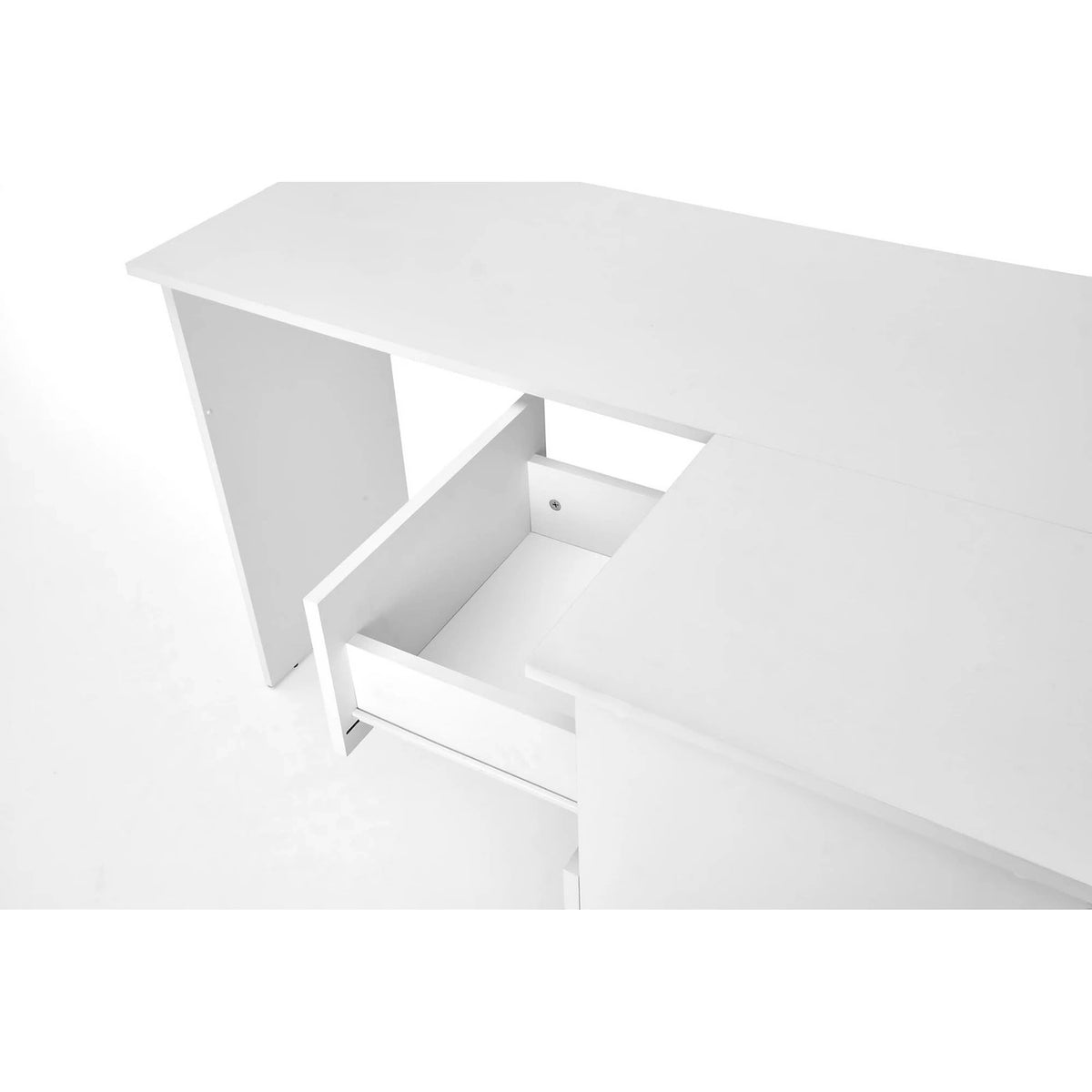 Birou BEGA, alb, PAL laminat, 124x85x76 cm