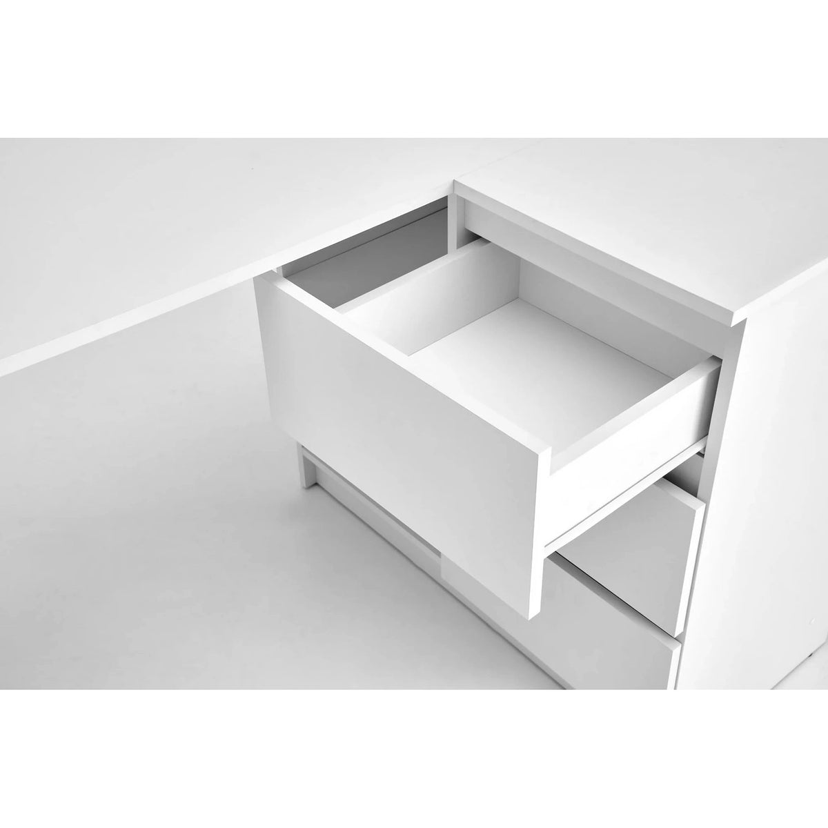 Birou BEGA, alb, PAL laminat, 124x85x76 cm