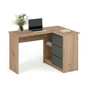 Birou BEGA, stejar artisan/gri grafit, PAL laminat, 124x85x76 cm