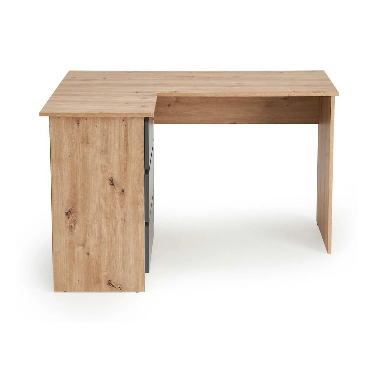 Birou BEGA, stejar artisan/gri grafit, PAL laminat, 124x85x76 cm
