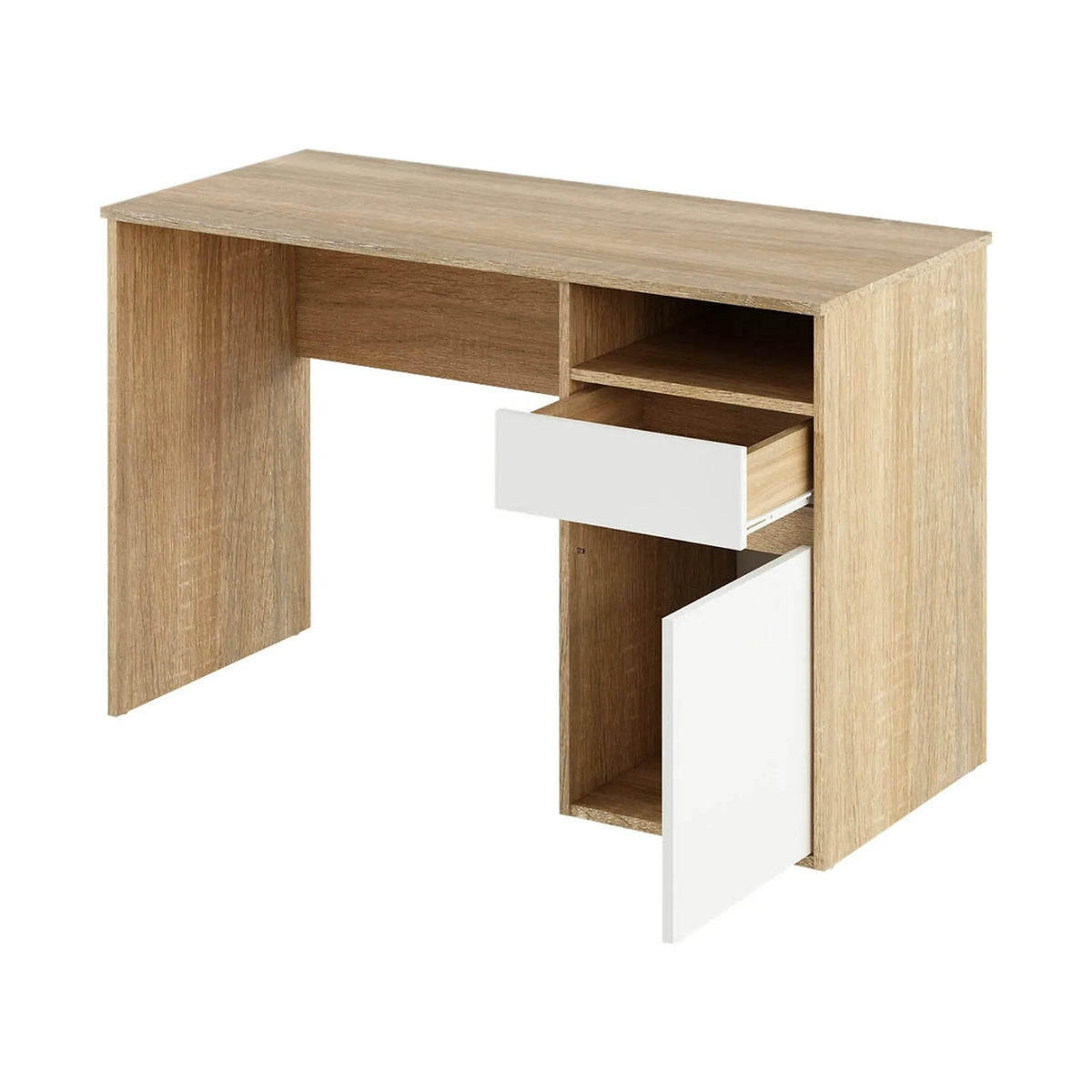 Birou BILI NEW, stejar sonoma/alb, DTD laminat, 120x53x75.5 cm