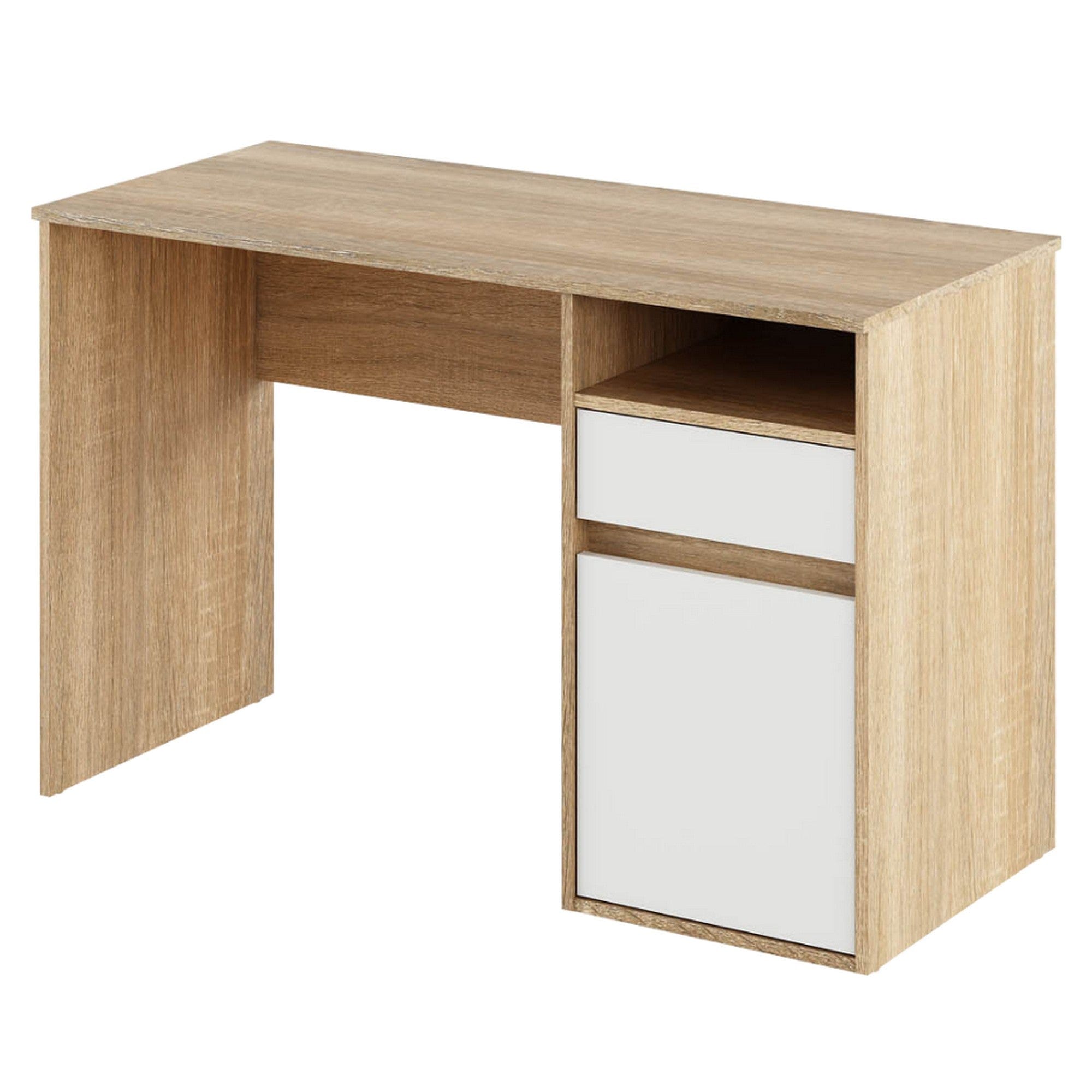 Birou BILI NEW, stejar sonoma/alb, DTD laminat, 120x53x75.5 cm