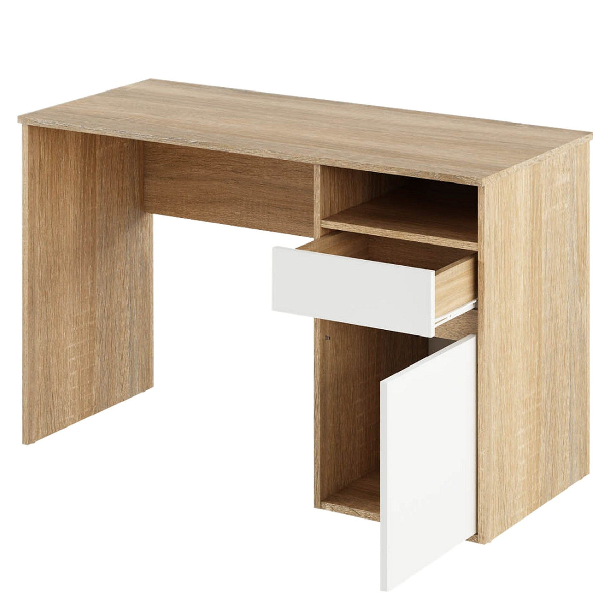Birou BILI NEW, stejar sonoma/alb, DTD laminat, 120x53x75.5 cm
