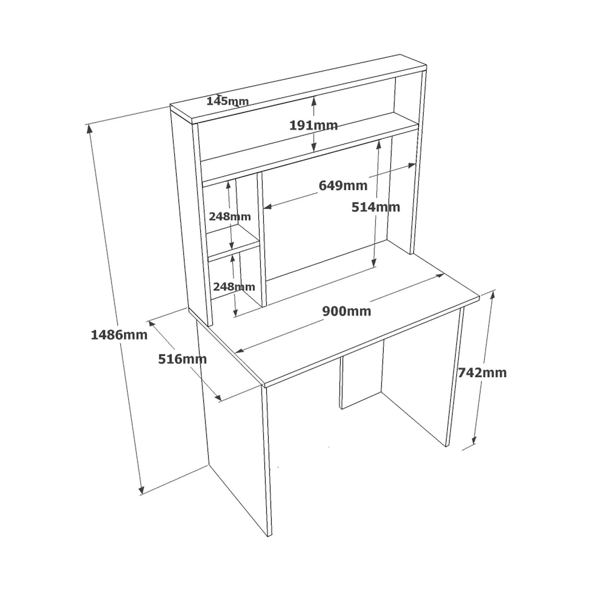 Birou BR2-AA, gri antracit/stejar, PAL melaminat, 90x52x149 cm