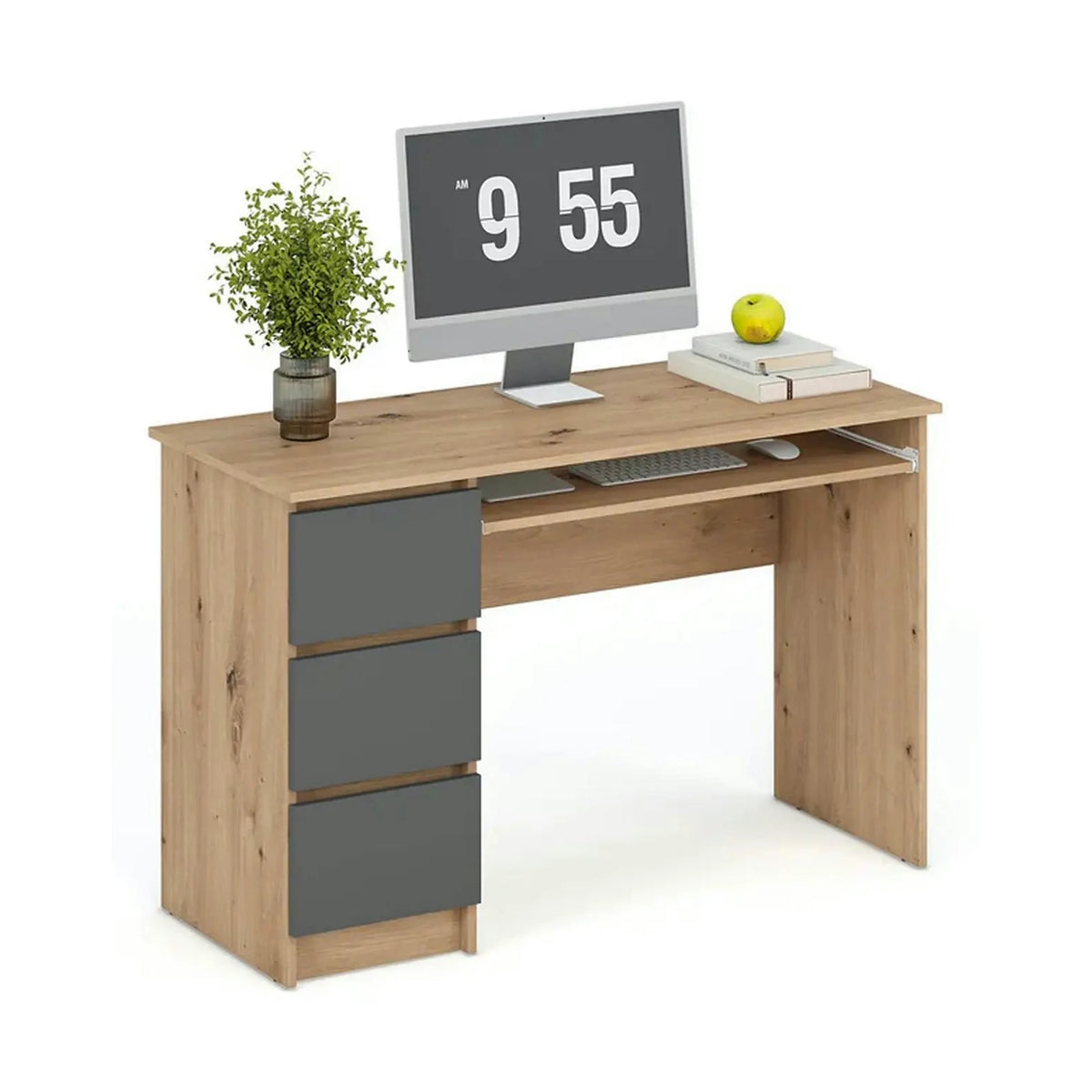 Birou CINO, stejar artisan/gri grafit, PAL laminat, 120x50x77 cm