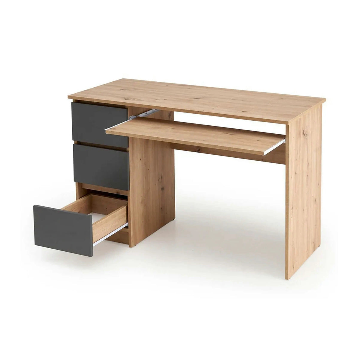 Birou CINO, stejar artisan/gri grafit, PAL laminat, 120x50x77 cm