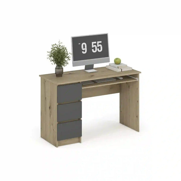Birou CINO, stejar artisan/gri grafit, PAL laminat, 120x50x77 cm