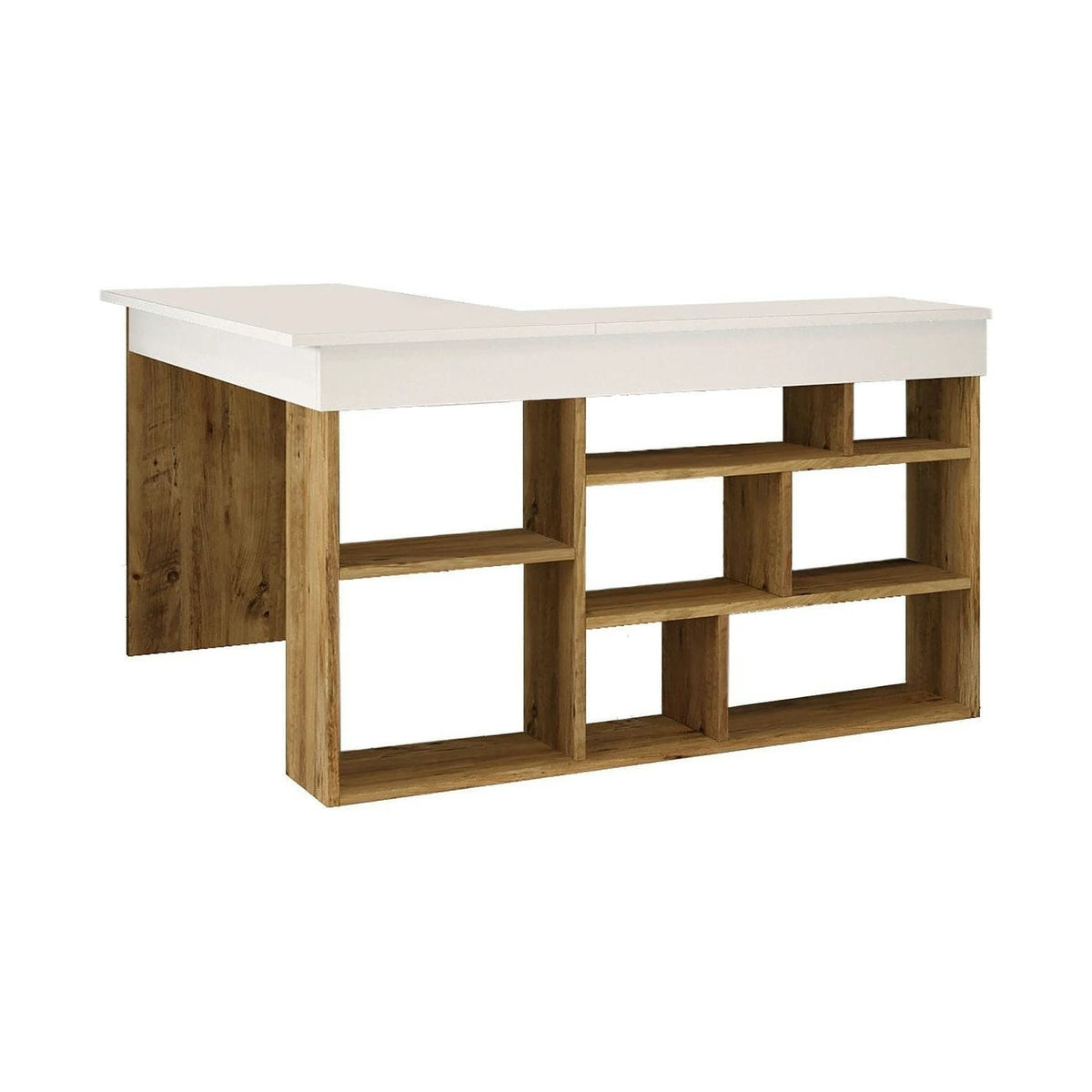 Birou CT5-AW, alb/pin atlantic, PAL melaminat, 129x120x72 cm
