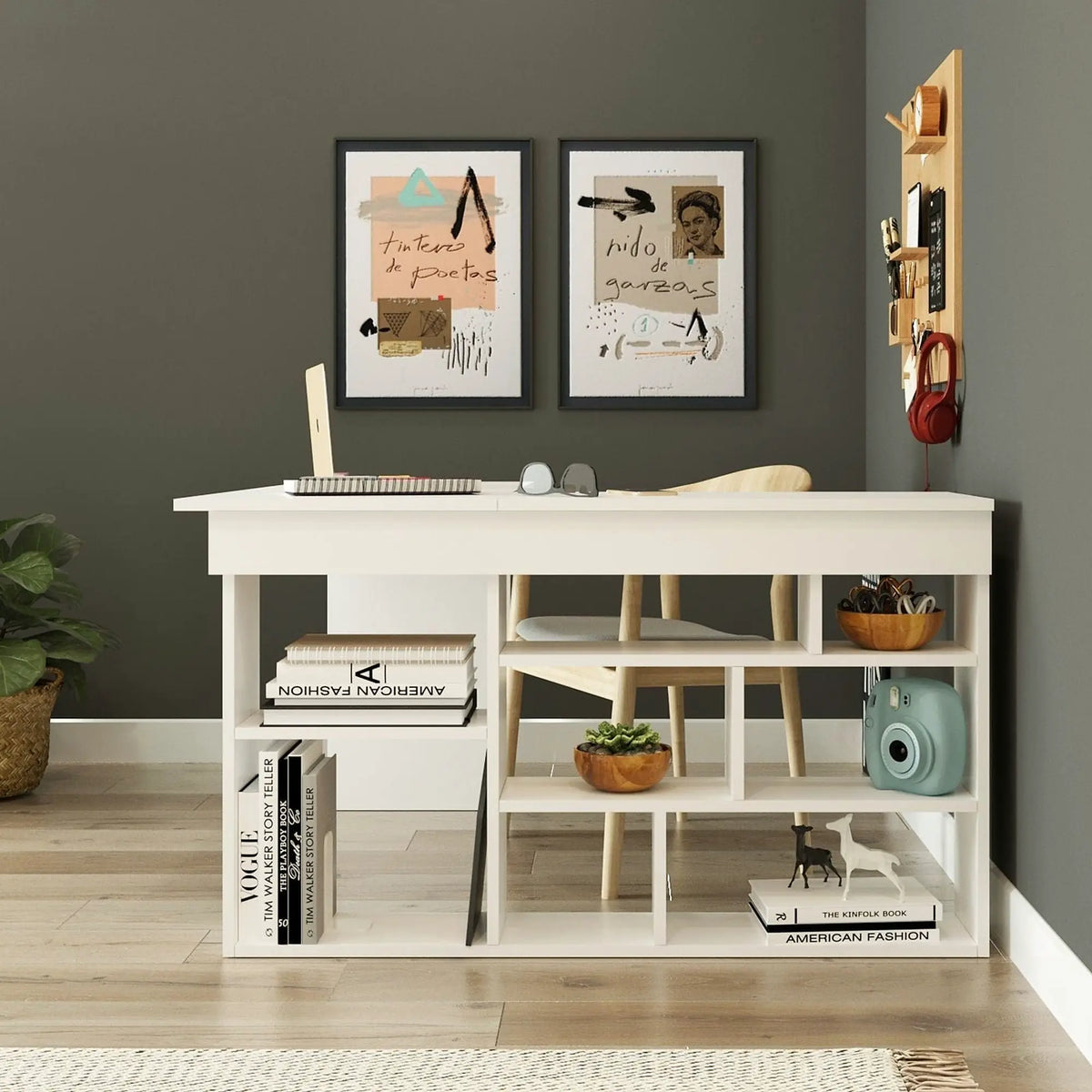 Birou CT5-W, alb, PAL, 129x120x72 cm