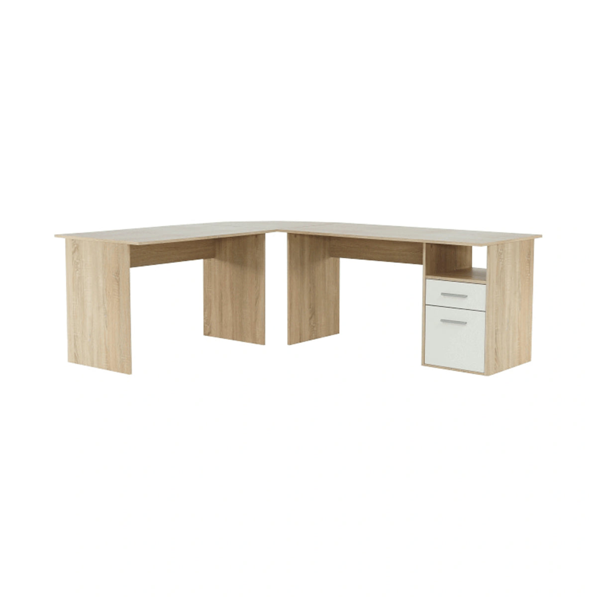 Birou de colt MAURUS NEW MA11, stejar sonoma/alb, PAL melaminat, 176/203x67x70 cm