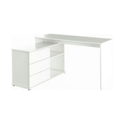 Birou de colt TERINO, alb, PAL laminat, 138x50/110x75 cm