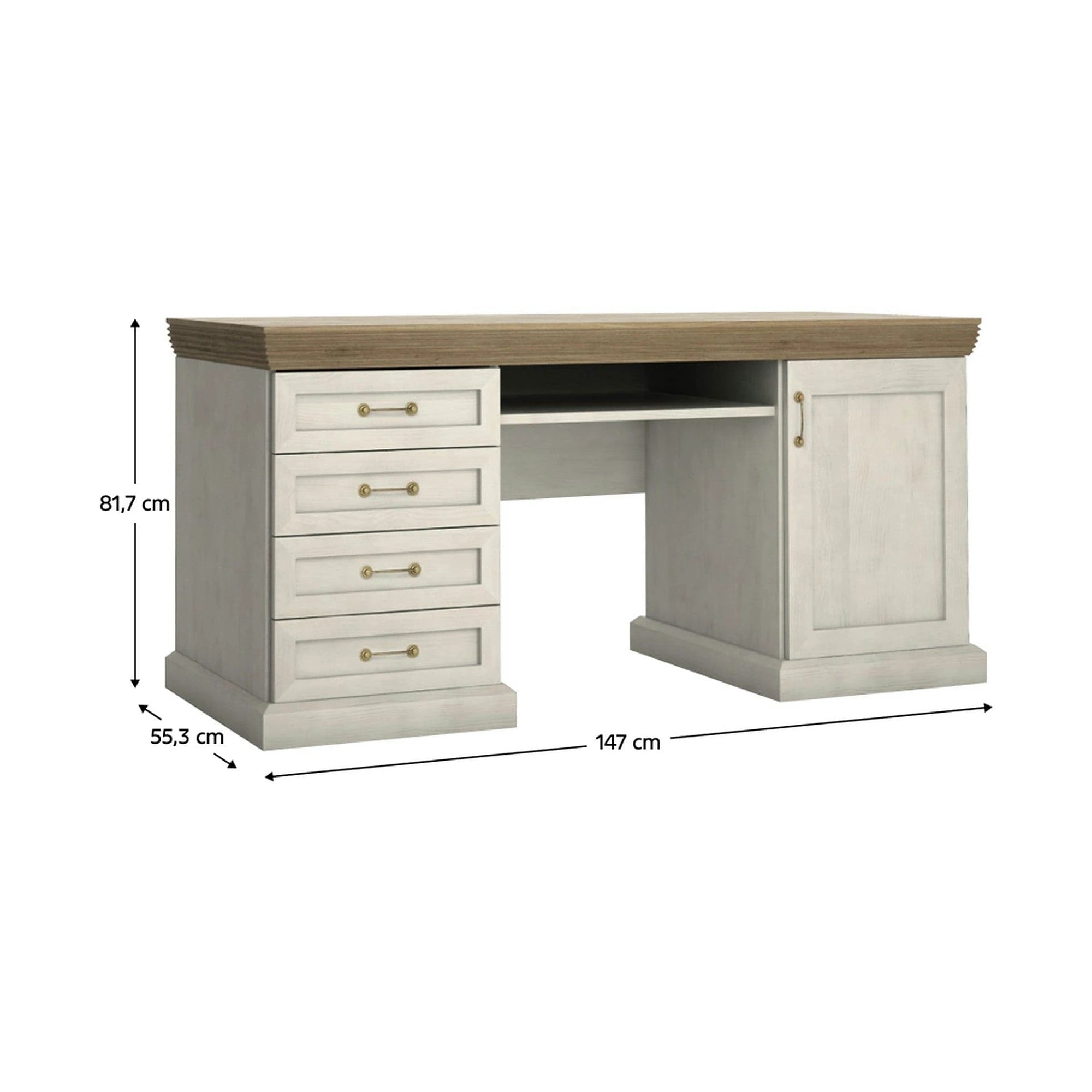 Birou din PAL ROYAL B1, pin nordic/stejar salbatic, PAL melaminat, 147x55x82 cm