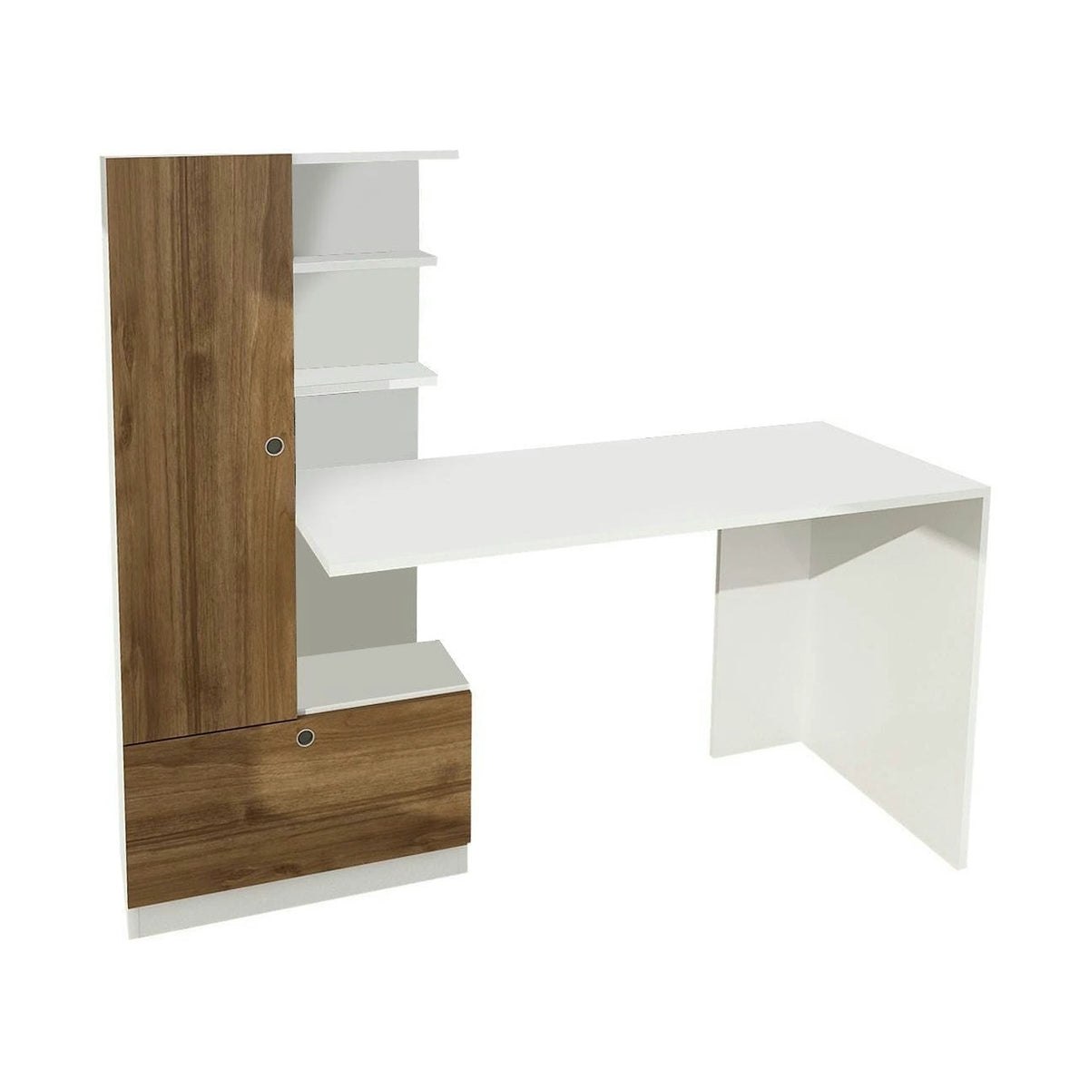 Birou DOMINGOS, alb/alun, PAL melaminat, 120x74x120 cm