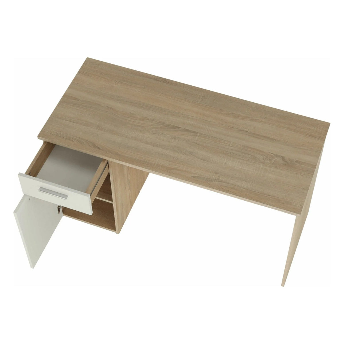 Birou EGON, stejar sonoma/alb, PAL melaminat, 137x60x76 cm