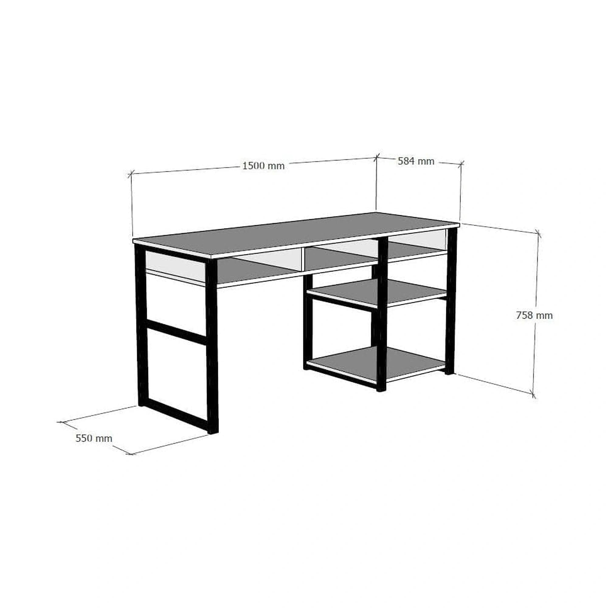 Birou EMRO, nuc inchis/negru, PAL melaminat/metal, 150x58x76 cm