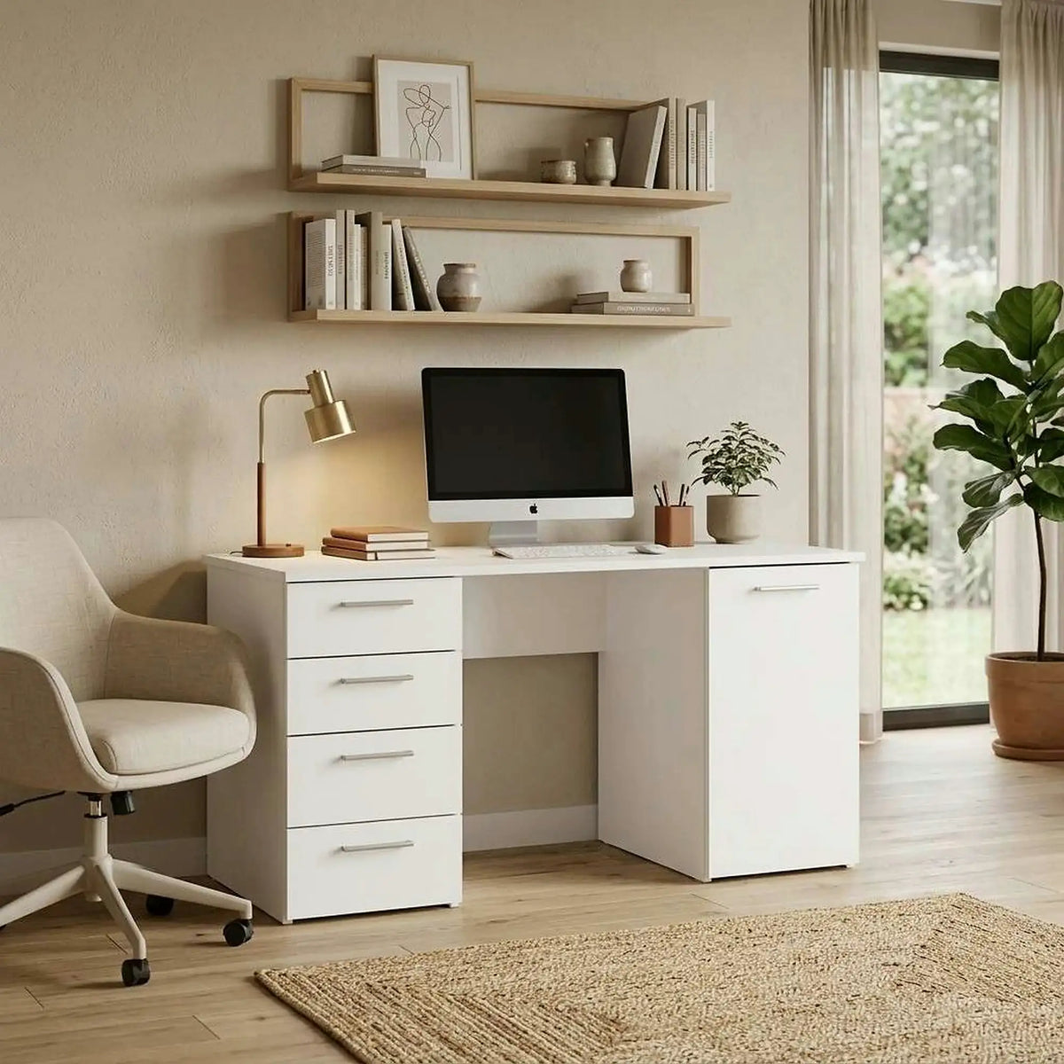 Birou EUSTACH, alb, DTD laminat, 137x60x76 cm