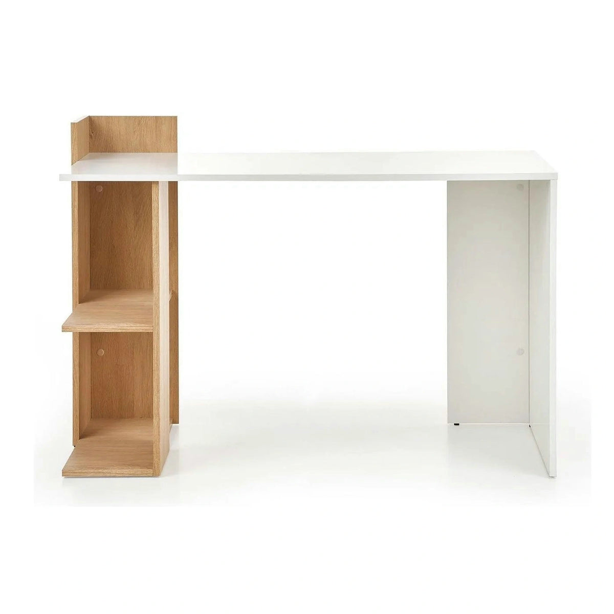 Birou Fino, stejar/alb, PAL melaminat, 122x57x85 cm
