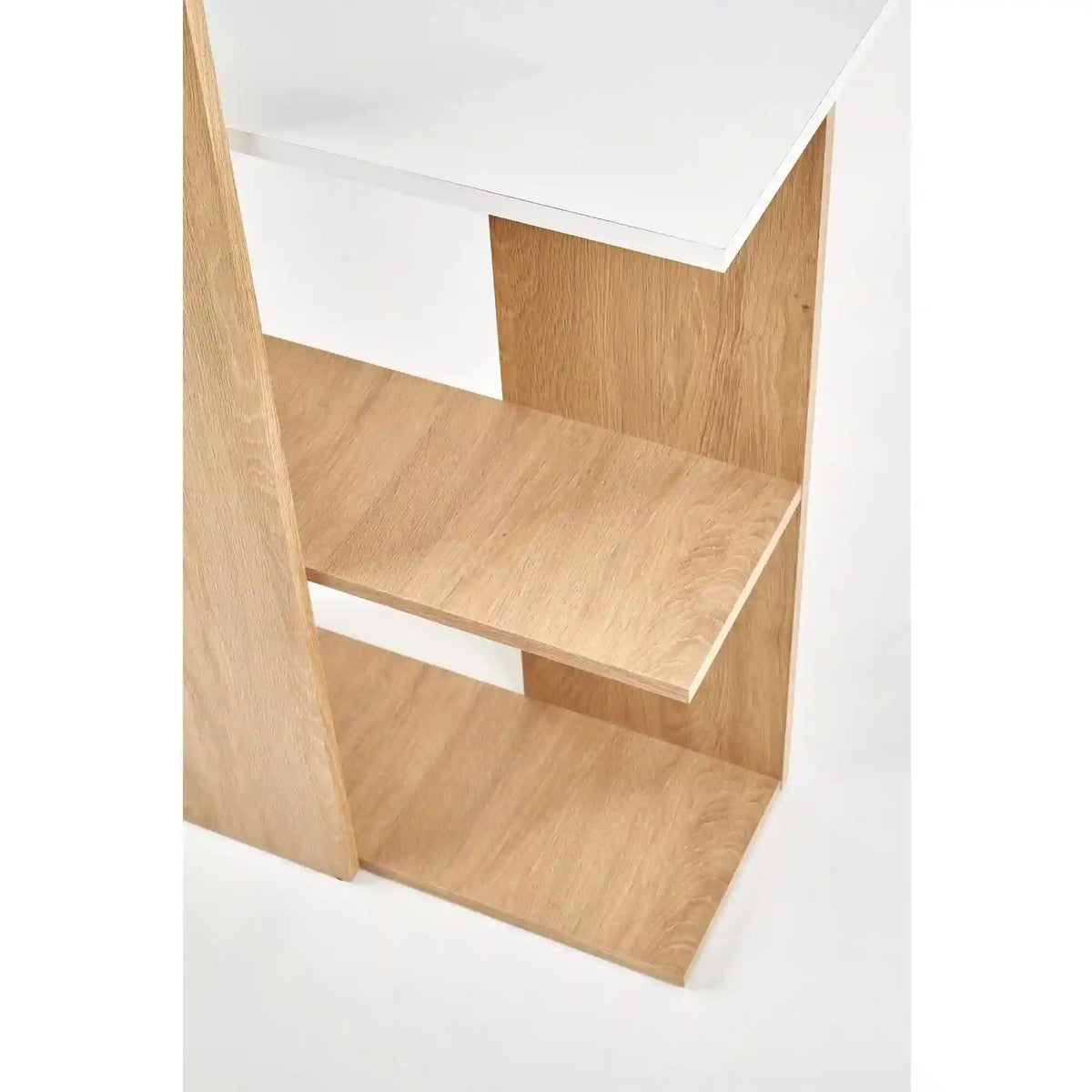Birou Fino, stejar/alb, PAL melaminat, 122x57x85 cm