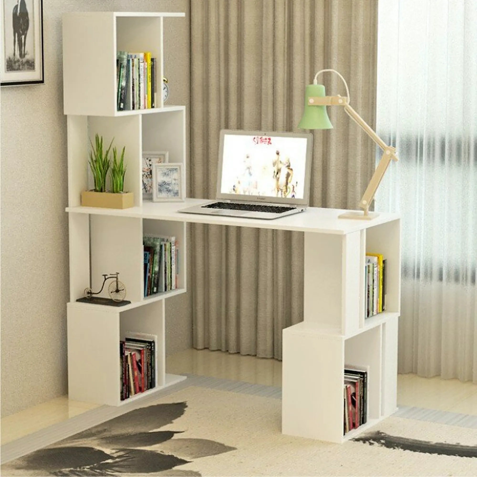 Birou FLOKI NEW, alb, DTD laminat, 120x60x150 cm