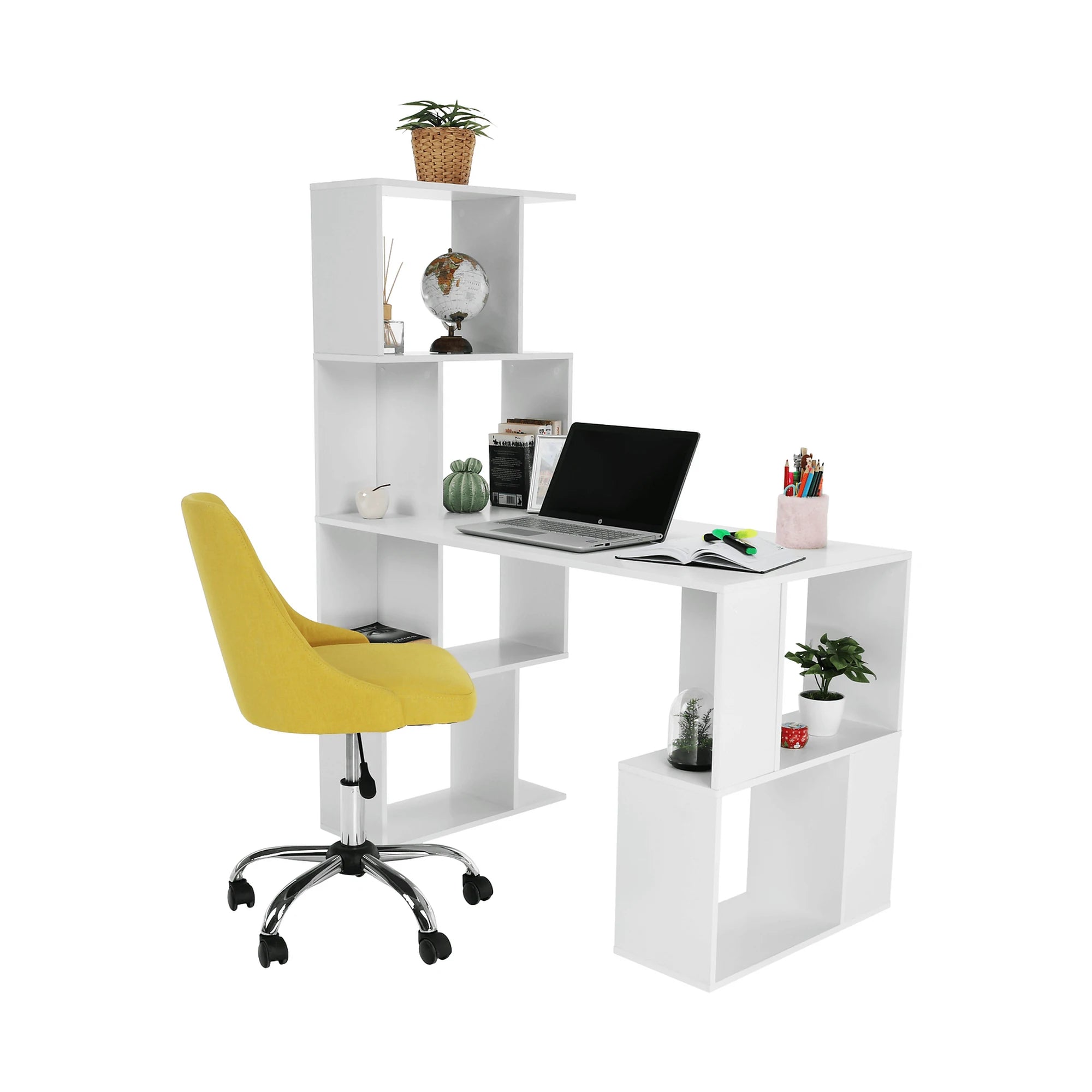 Birou FLOKI NEW, alb, DTD laminat, 120x60x150 cm
