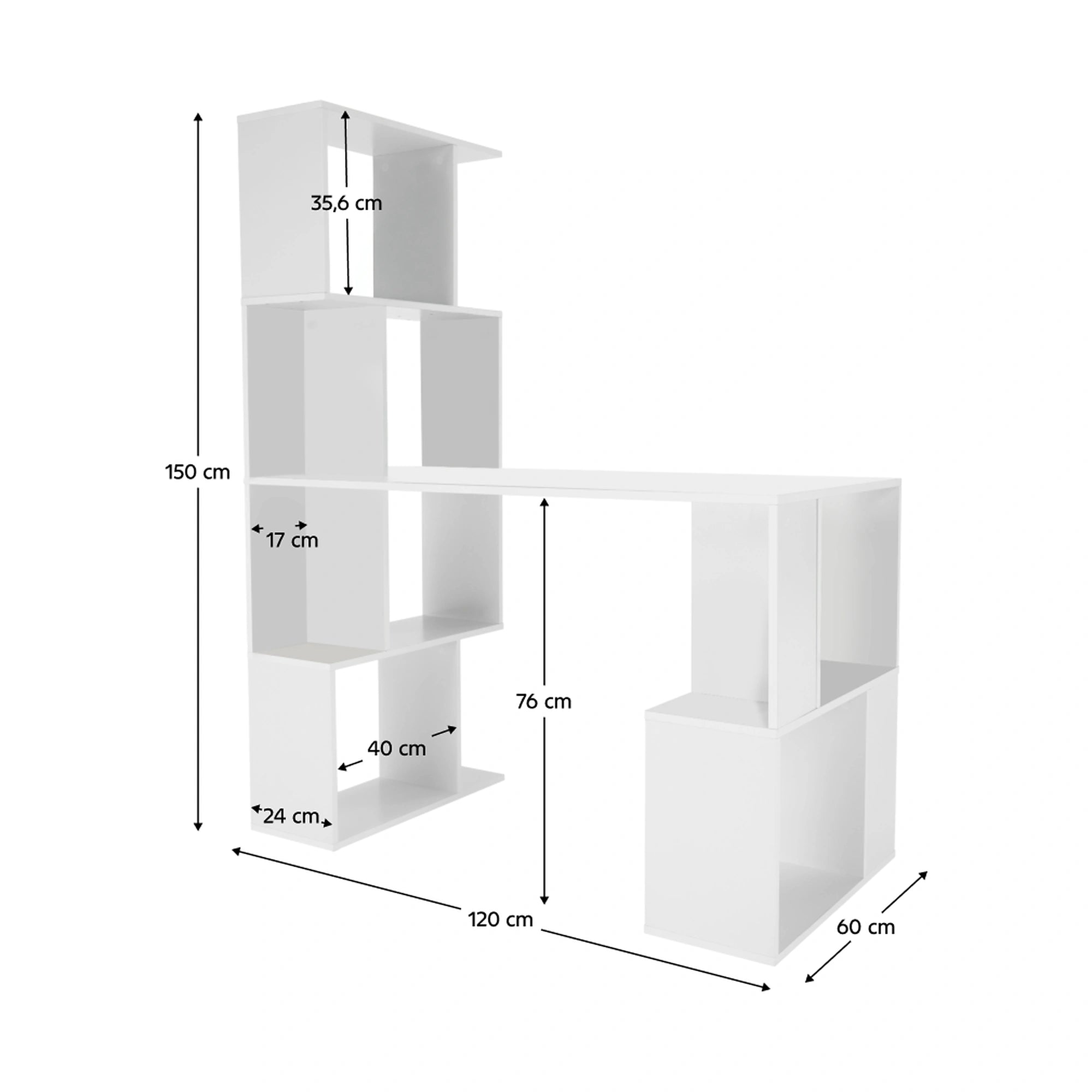 Birou FLOKI NEW, alb, DTD laminat, 120x60x150 cm