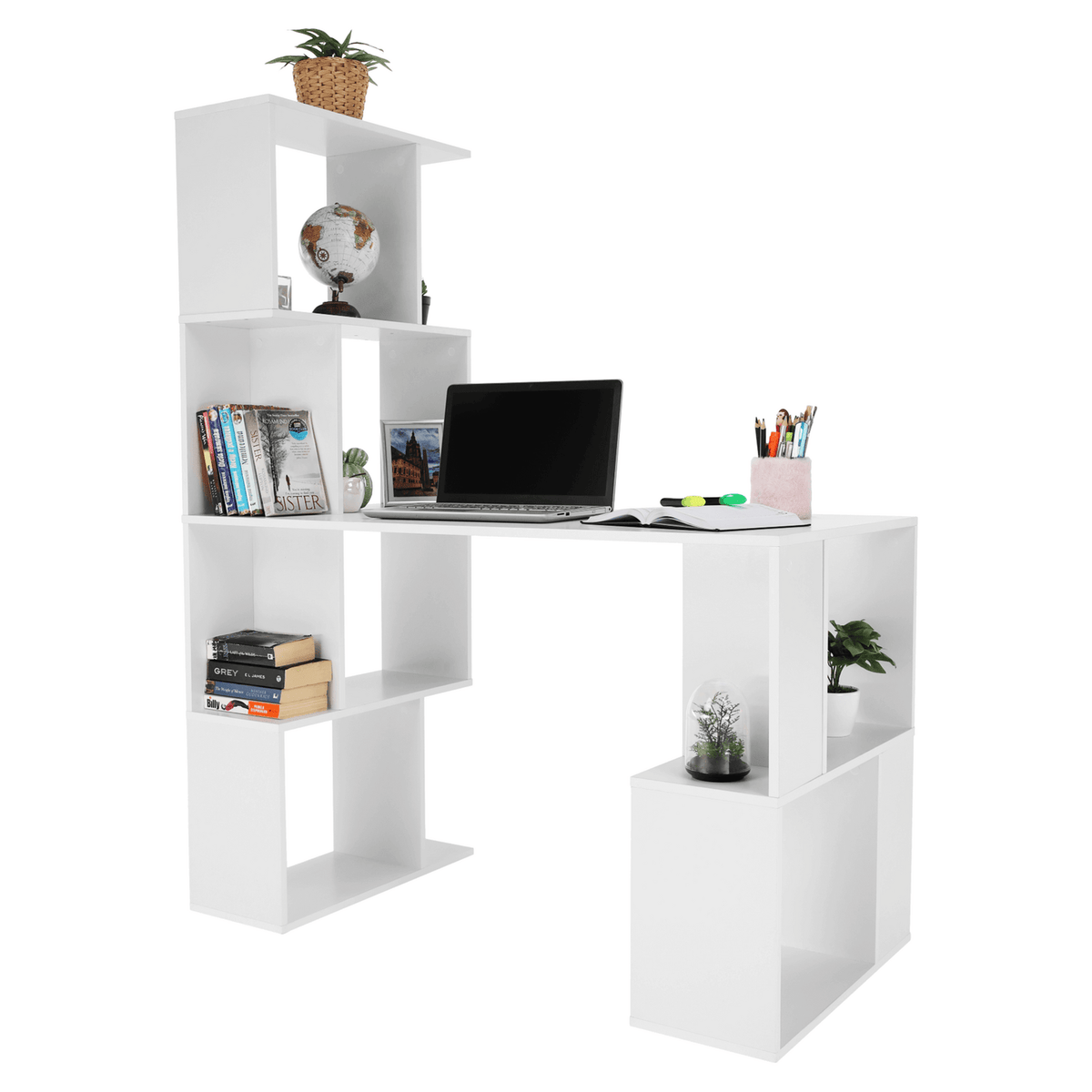 Birou FLOKI NEW, alb, DTD laminat, 120x60x150 cm