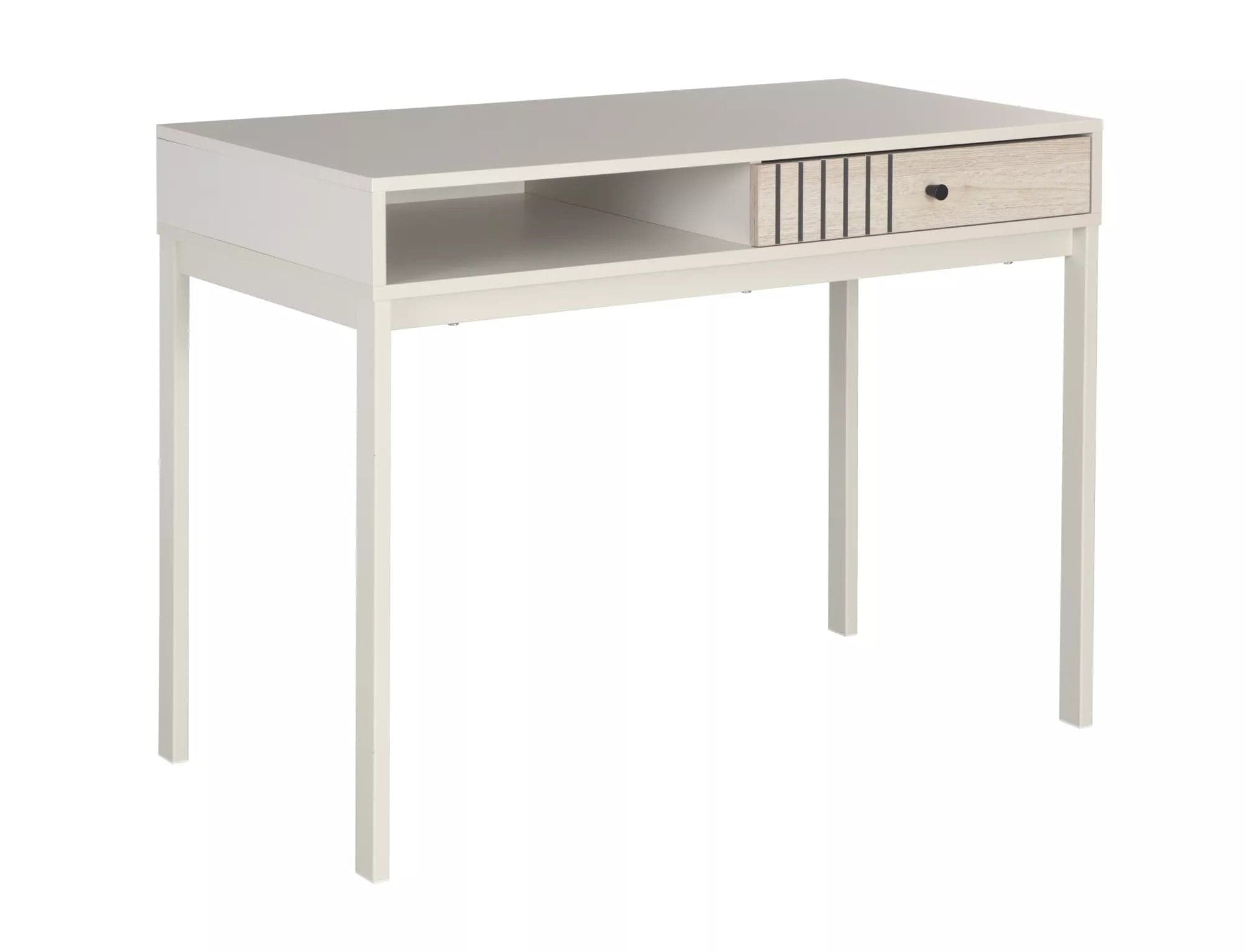 Birou FROST B1, stejar alpin/alb, PAL/metal, 100x50x76 cm