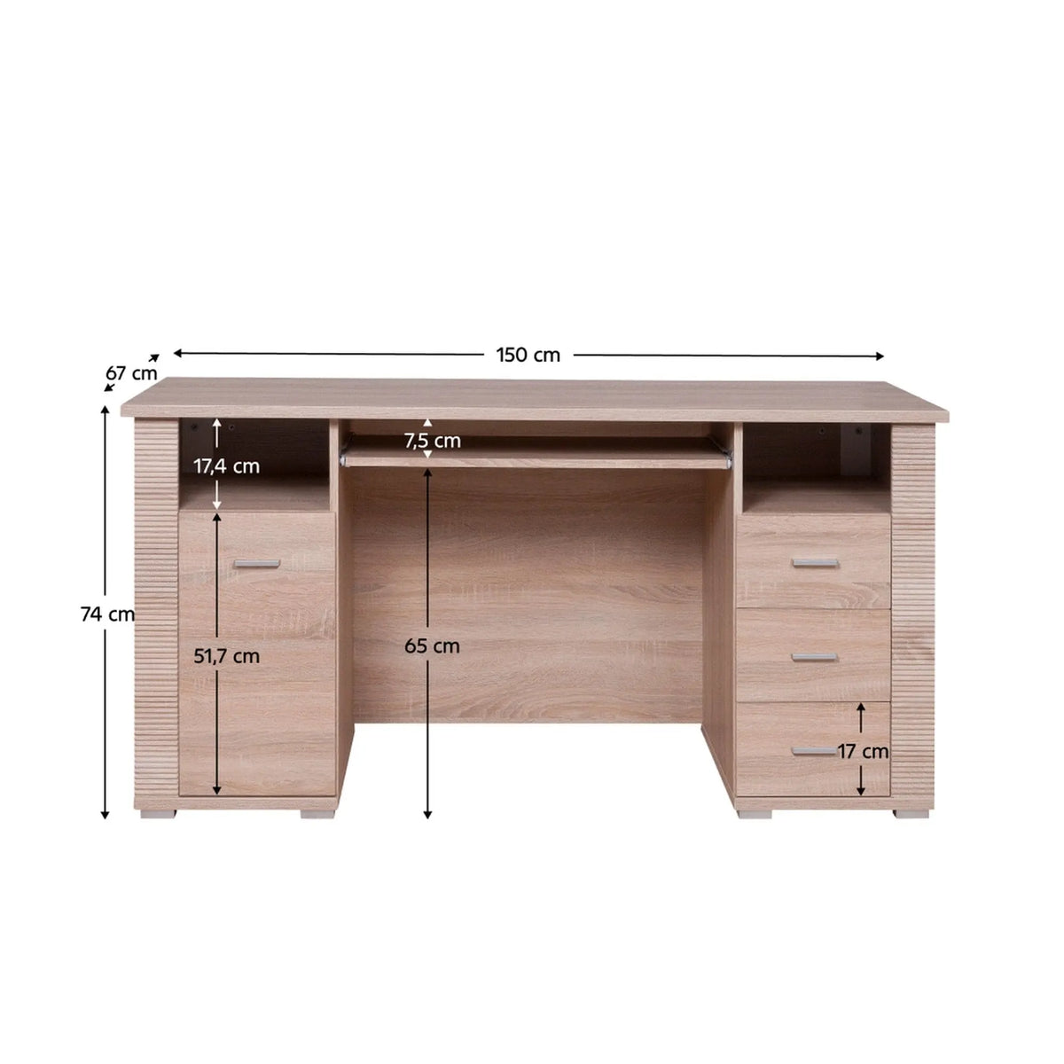 Birou GRAND TIP 22, stejar sonoma, PAL, 150x67x74 cm