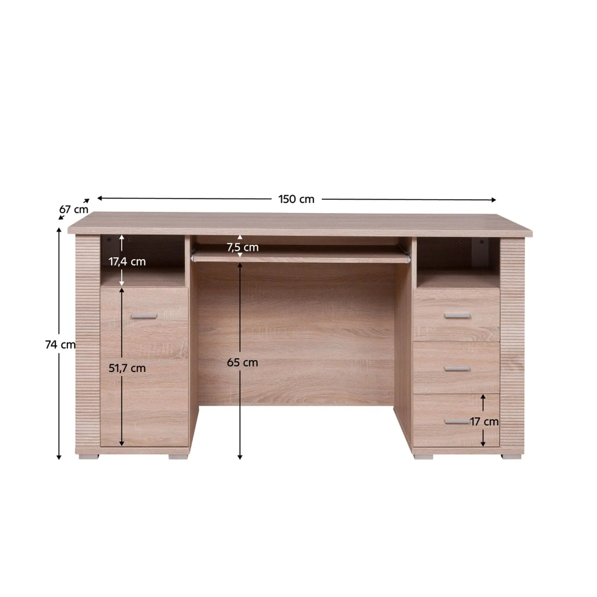 Birou GRAND TIP 22, stejar sonoma, PAL, 150x67x74 cm