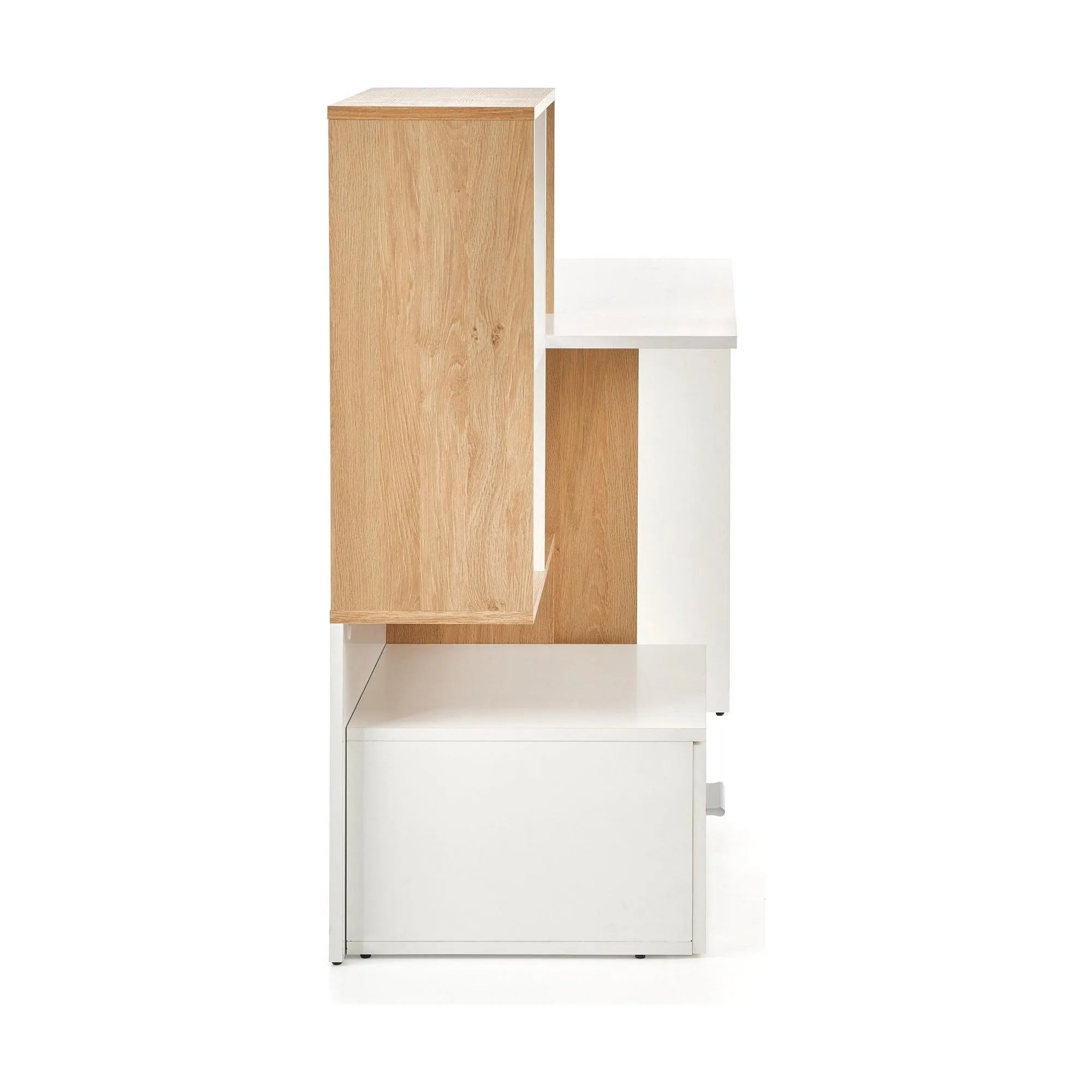 Birou Grosso, alb/stejar wotan, PAL melaminat, 149X50X105 CM