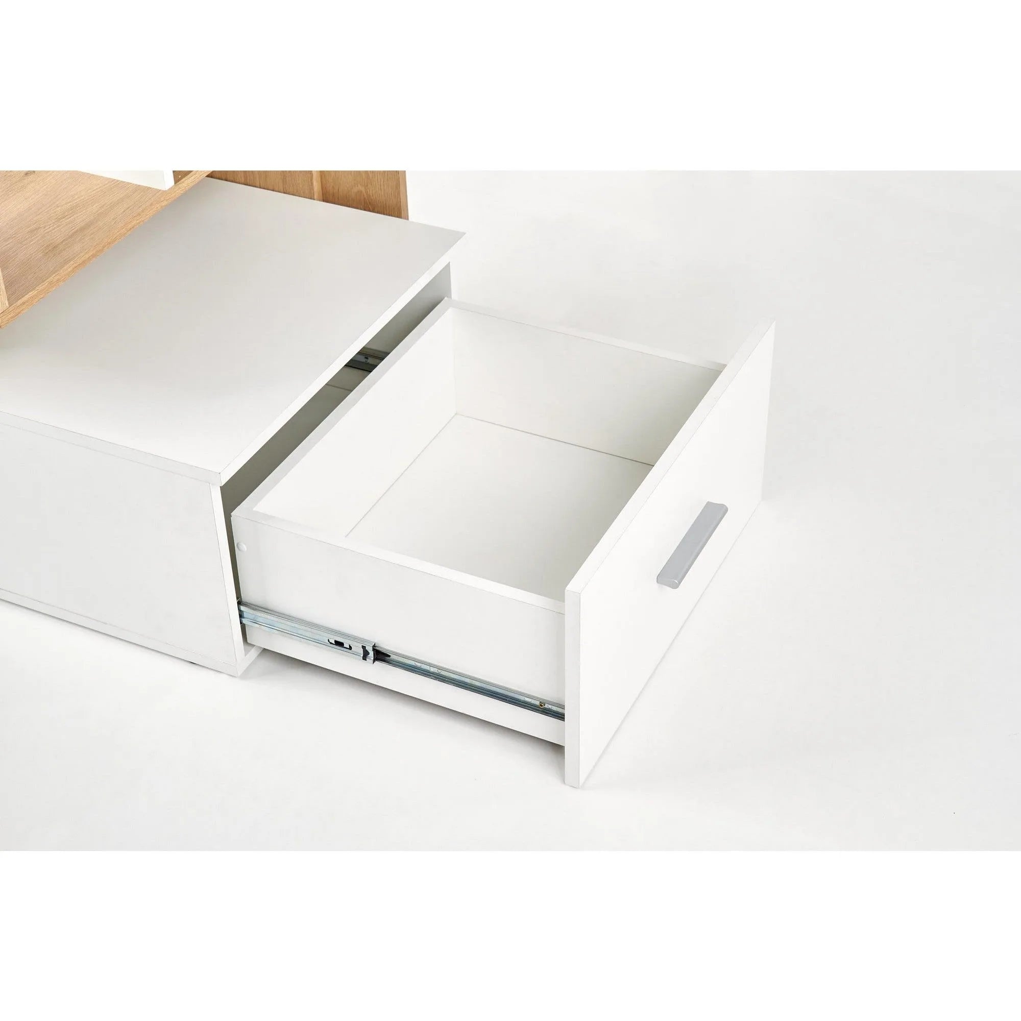 Birou Grosso, alb/stejar wotan, PAL melaminat, 149X50X105 CM